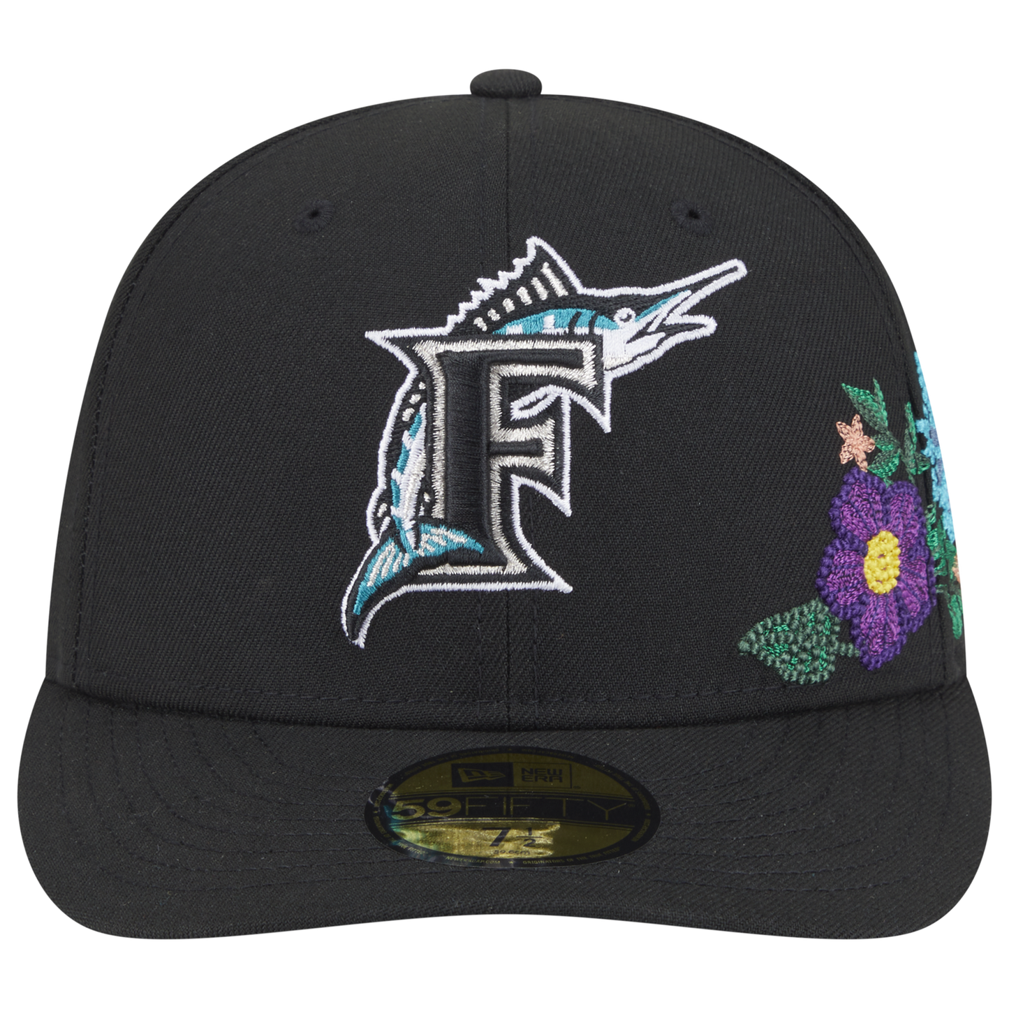 New Era Marlins Tonal Florals Cap - Men's - Black/Black