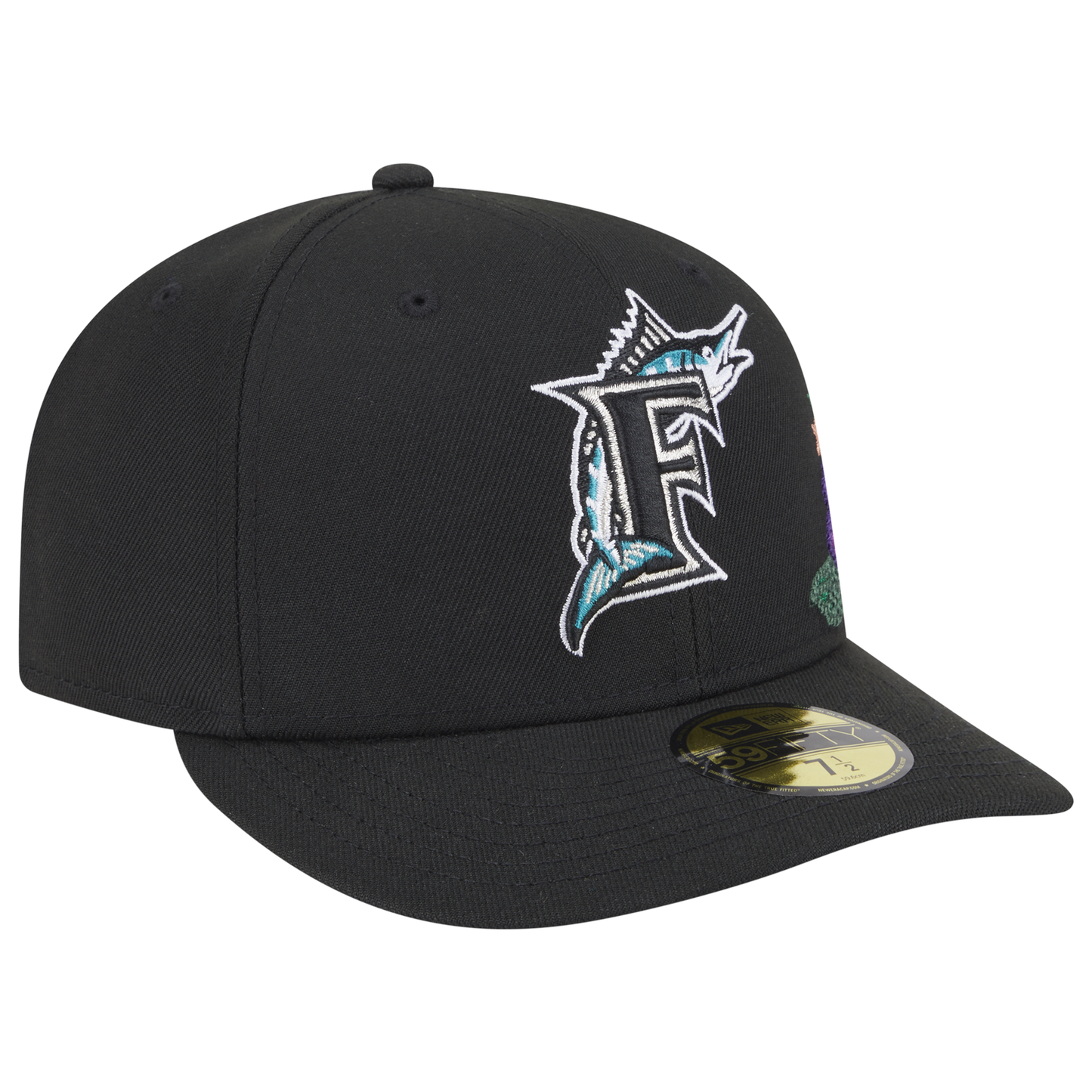 New Era Marlins Tonal Florals Cap - Men's - Black/Black