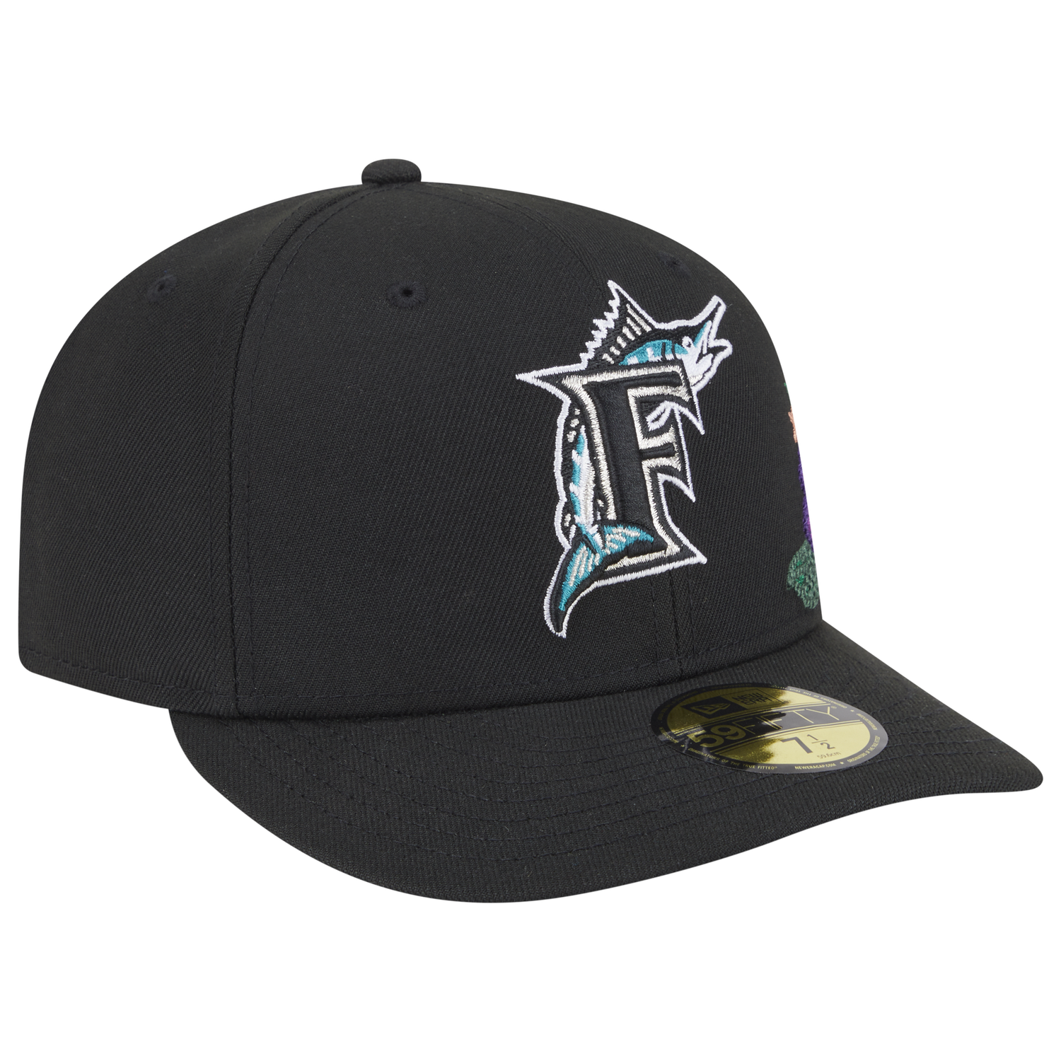 New Era Marlins Tonal Florals Cap - Men's - Black/Black