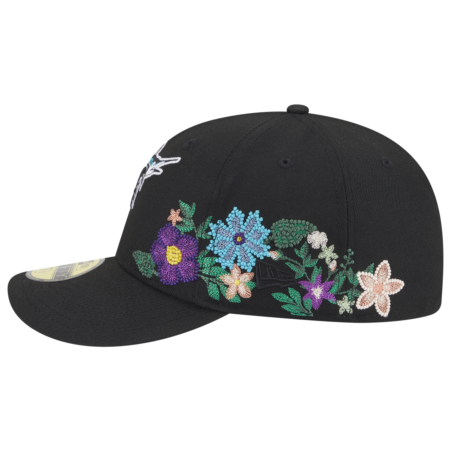 New Era Marlins Tonal Florals Cap - Men's - Black/Black