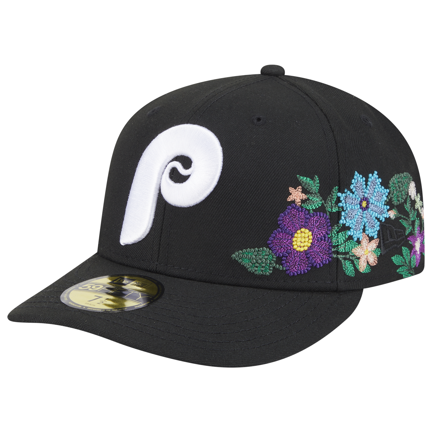 New Era Phillies Tonal Florals Cap - Men's - Black/Black