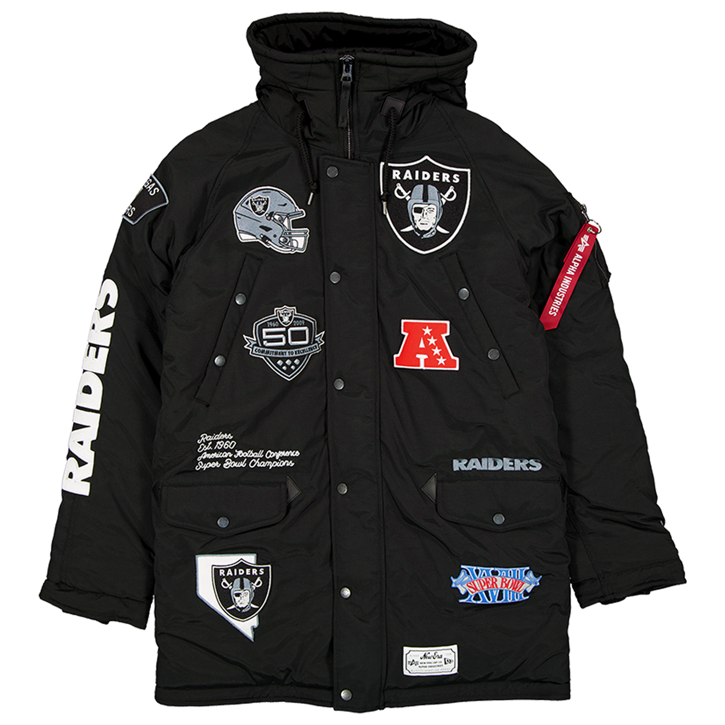 New Era Raiders Alpha Parka - Men's - Black/White