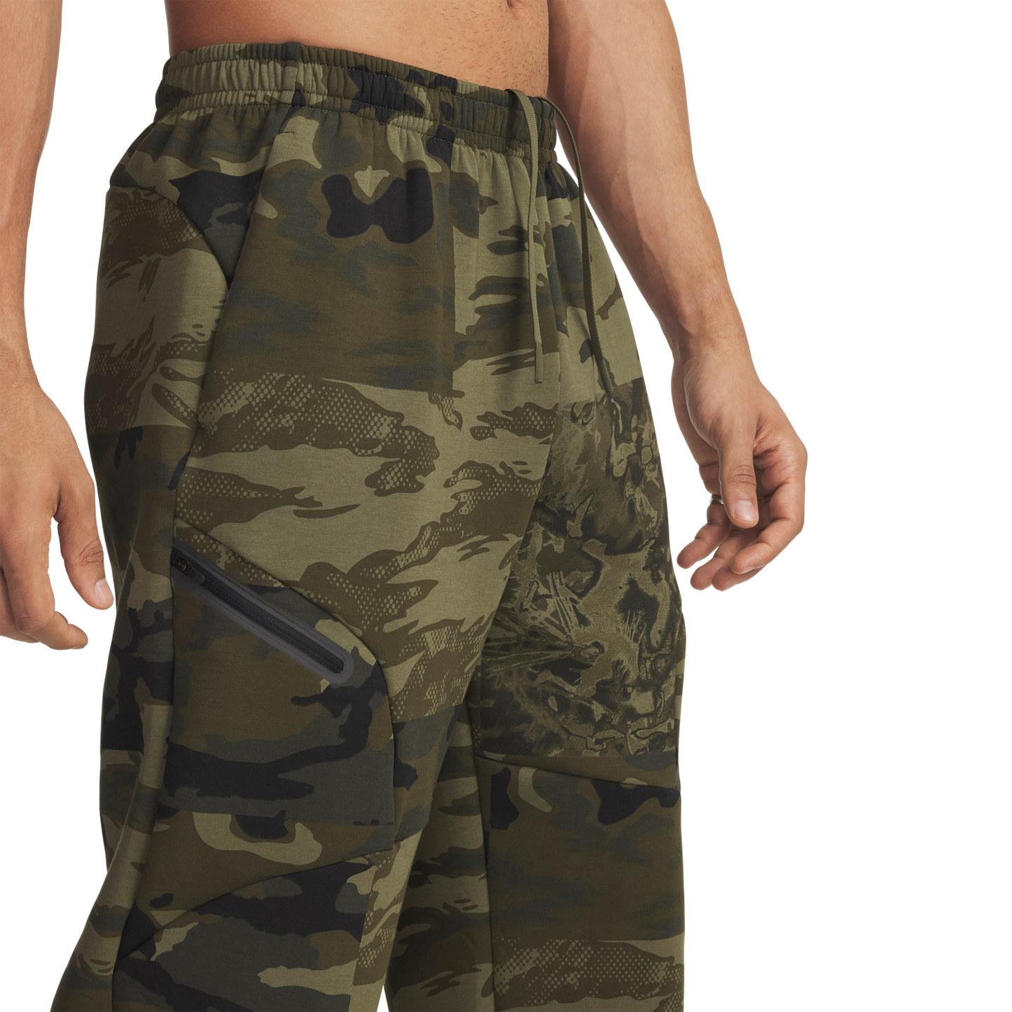 Under Armour Unstoppable Fleece Camo Pants - Men's - Black/Marine Od Green