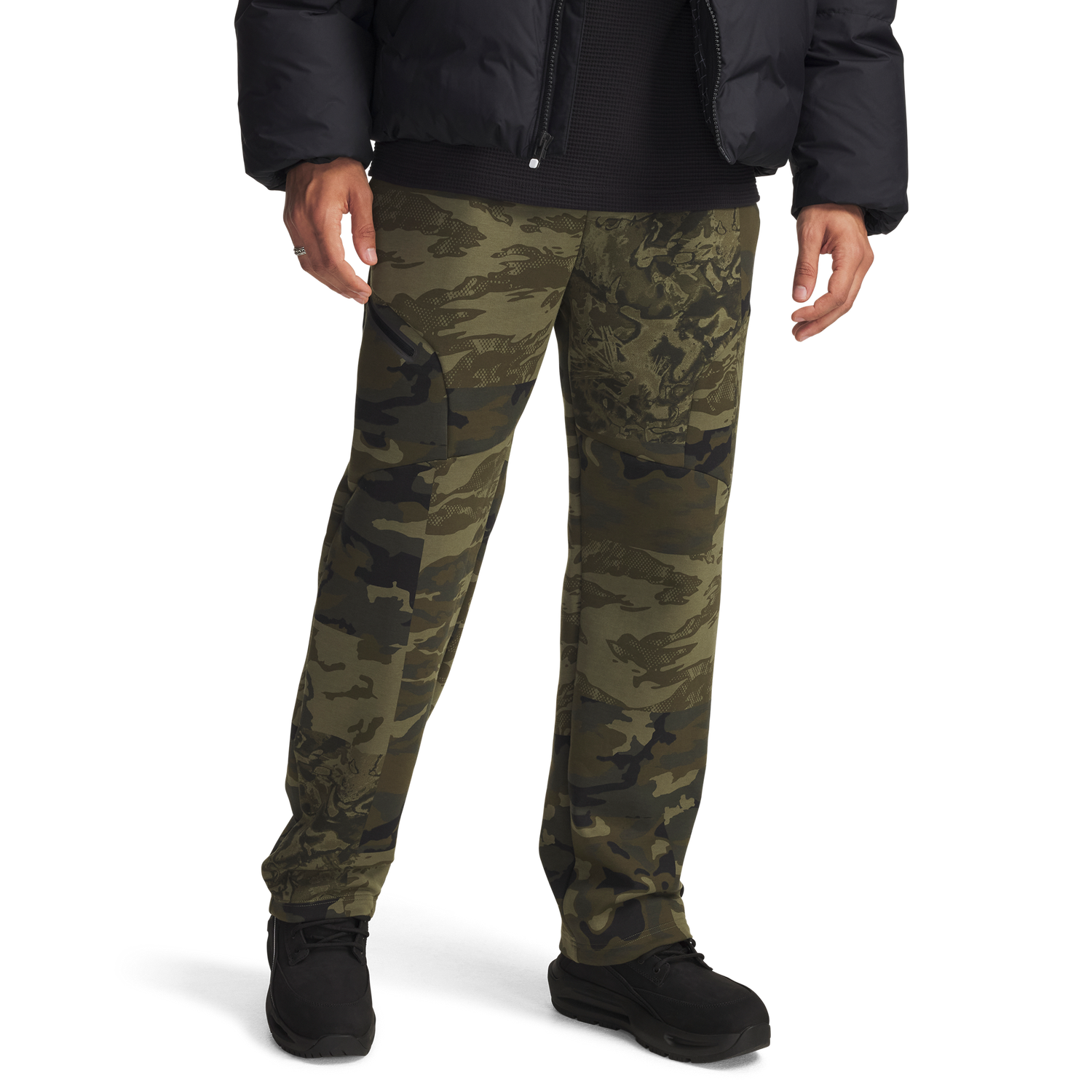 Under Armour Unstoppable Fleece Camo Pants - Men's - Black/Marine Od Green