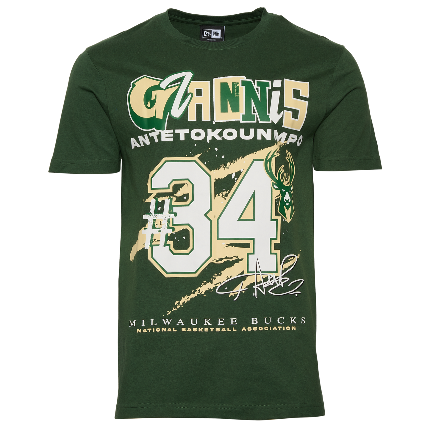 New Era Bucks Giannis Antetokounmpo Oversize T-Shirt - Men's - Green/Multi