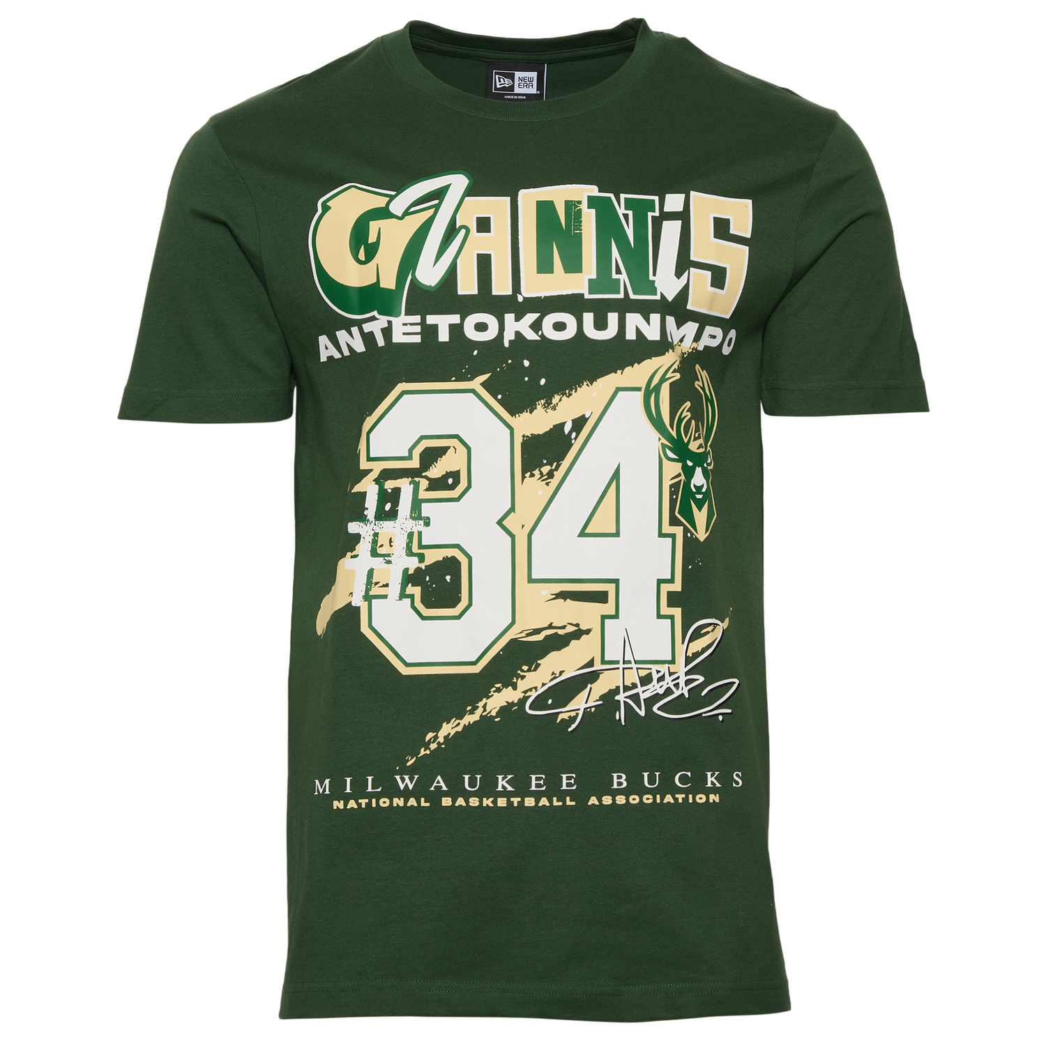New Era Bucks Giannis Antetokounmpo Oversize T-Shirt - Men's - Green/Multi