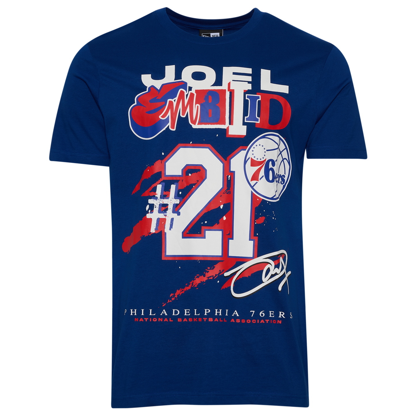 New Era 76ers Joel Embiid Oversize T-Shirt - Men's - Light Royal/Multi