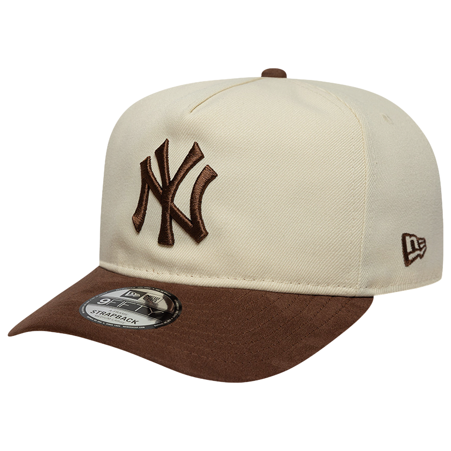 New Era Yankees 9FIFTY A Frame Suede Visor Cap - Men's - White/Brown