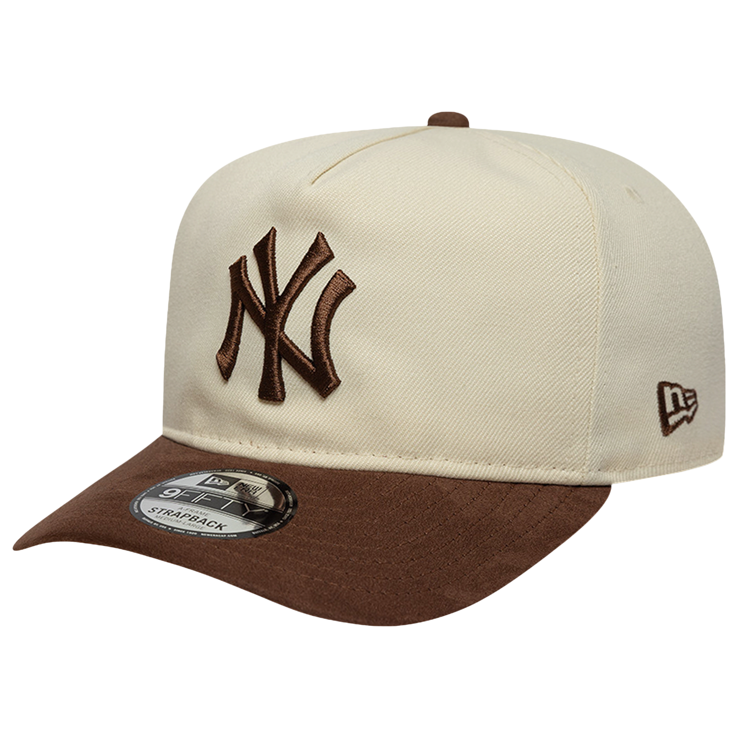 New Era Yankees 9FIFTY A Frame Suede Visor Cap - Men's - White/Brown