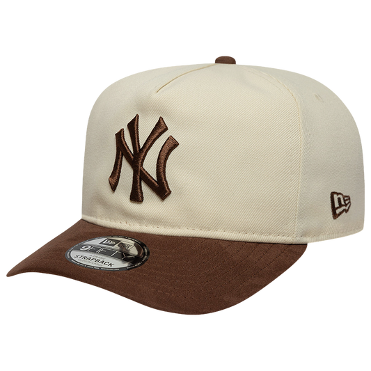New Era Yankees 9FIFTY A Frame Suede Visor Cap - Men's - White/Brown