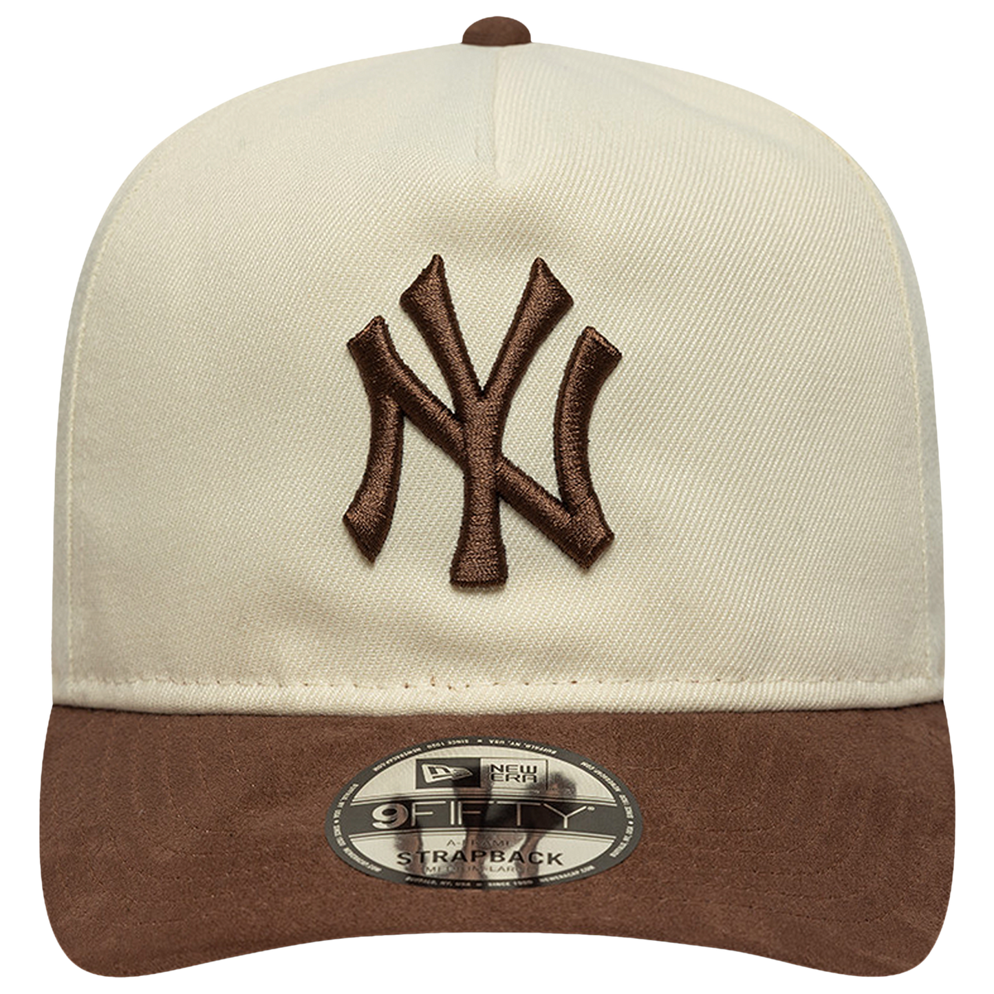 New Era Yankees 9FIFTY A Frame Suede Visor Cap - Men's - White/Brown