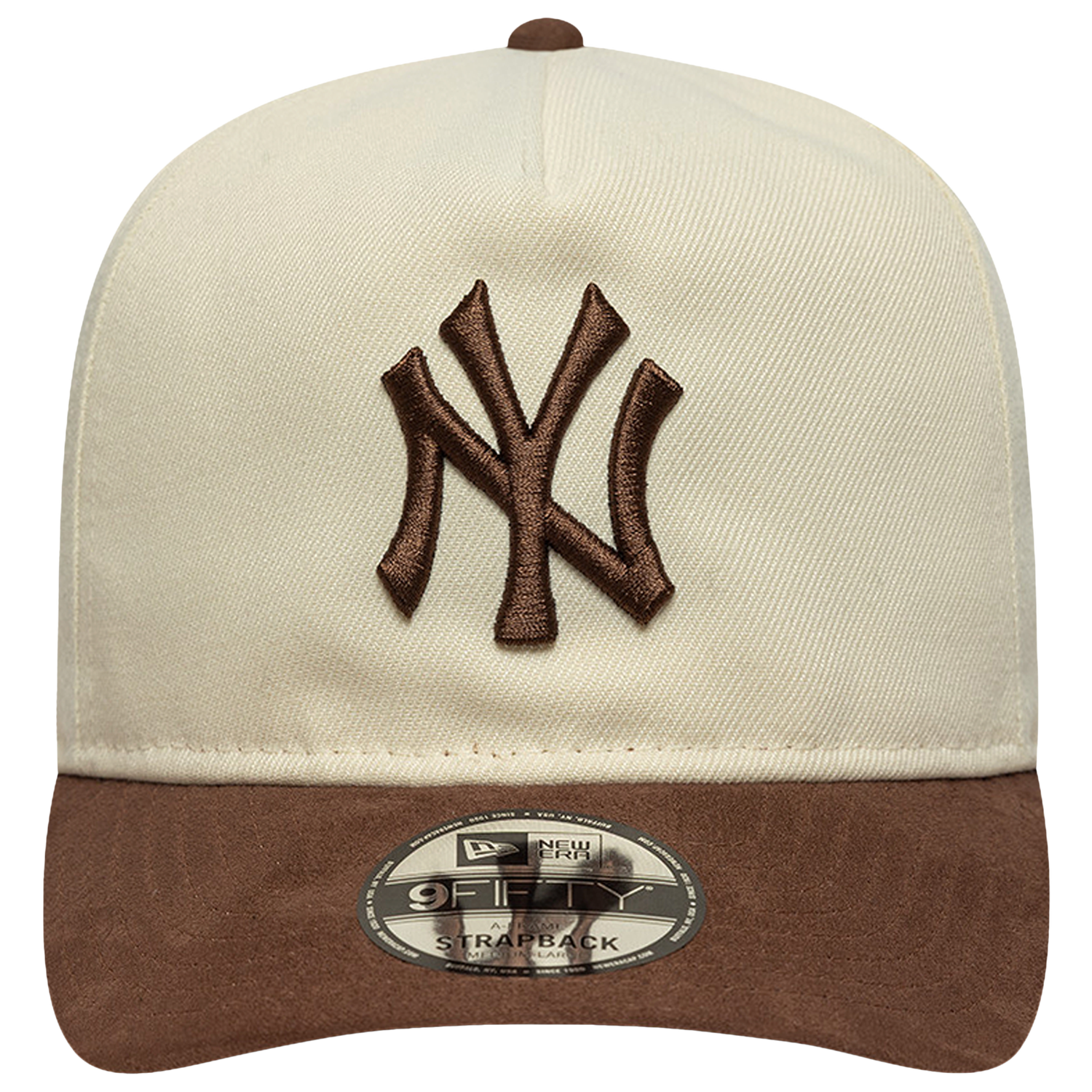 New Era Yankees 9FIFTY A Frame Suede Visor Cap - Men's - White/Brown