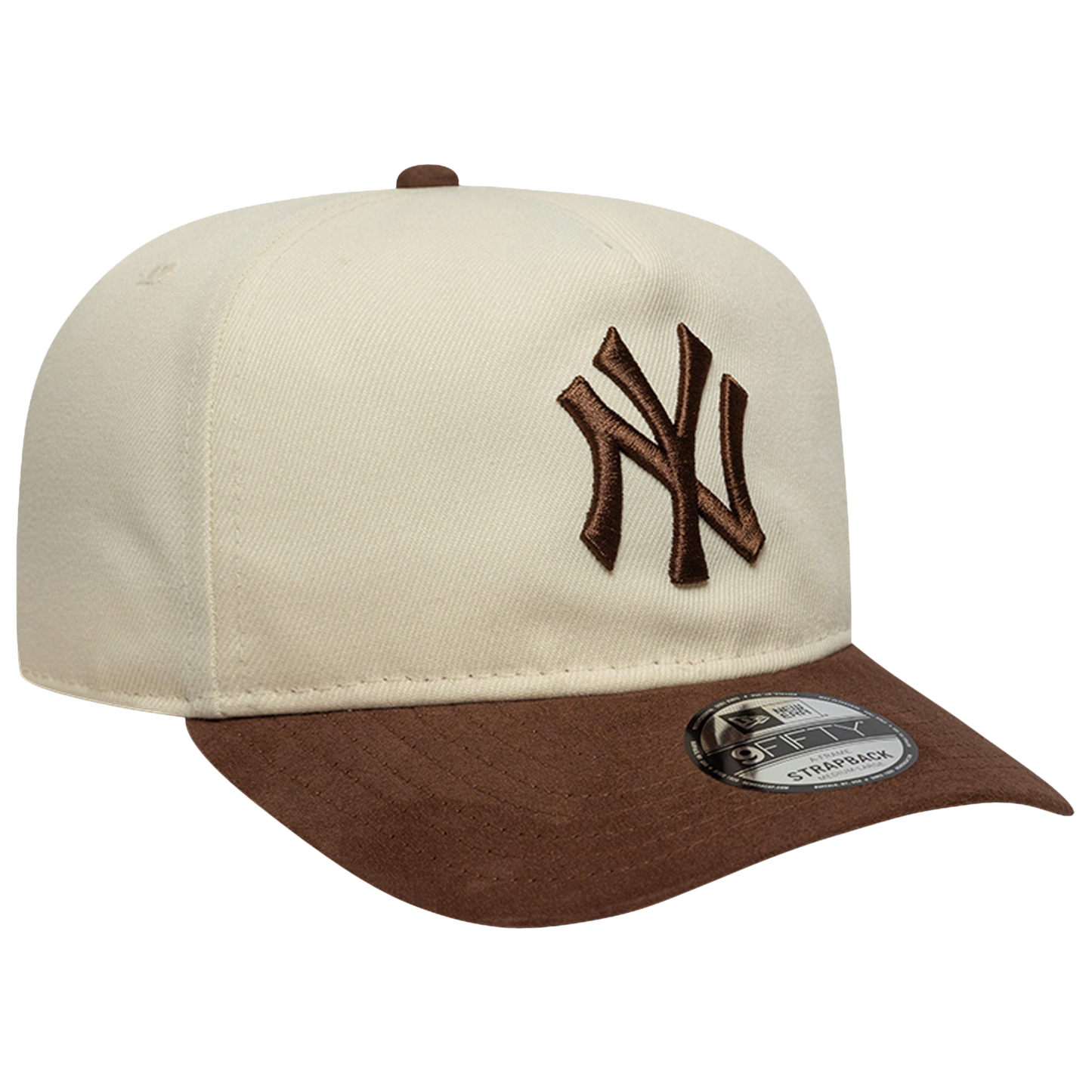 New Era Yankees 9FIFTY A Frame Suede Visor Cap - Men's - White/Brown