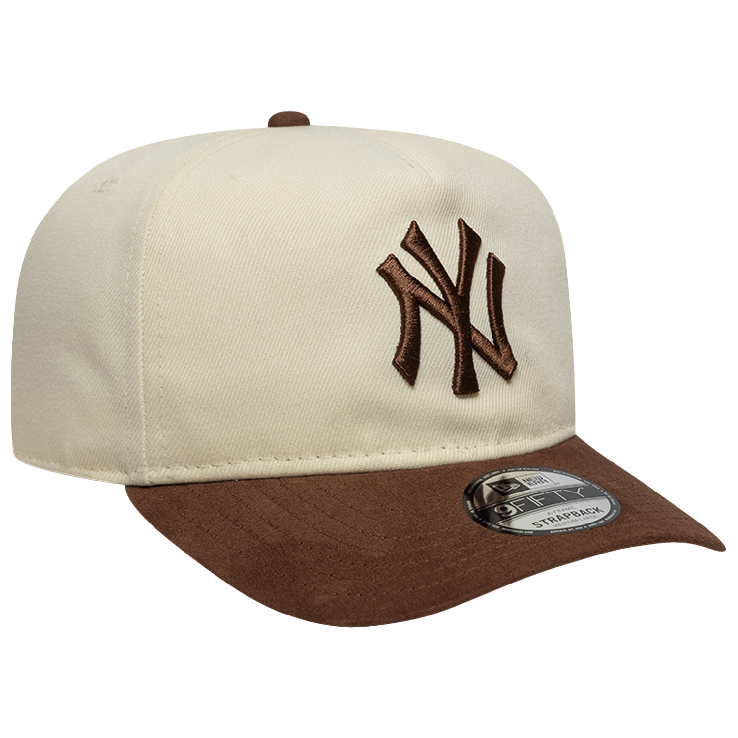New Era Yankees 9FIFTY A Frame Suede Visor Cap - Men's - White/Brown