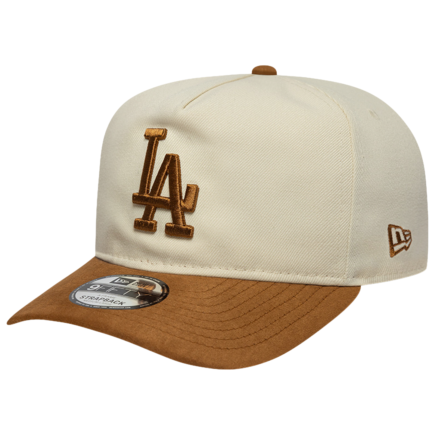New Era Dodgers 9FIFTY A Frame Suede Visor Cap - Men's - White/Tan