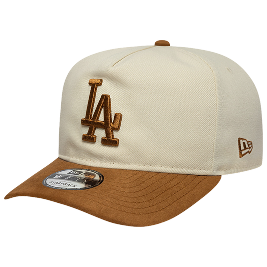 New Era Dodgers 9FIFTY A Frame Suede Visor Cap - Men's - White/Tan