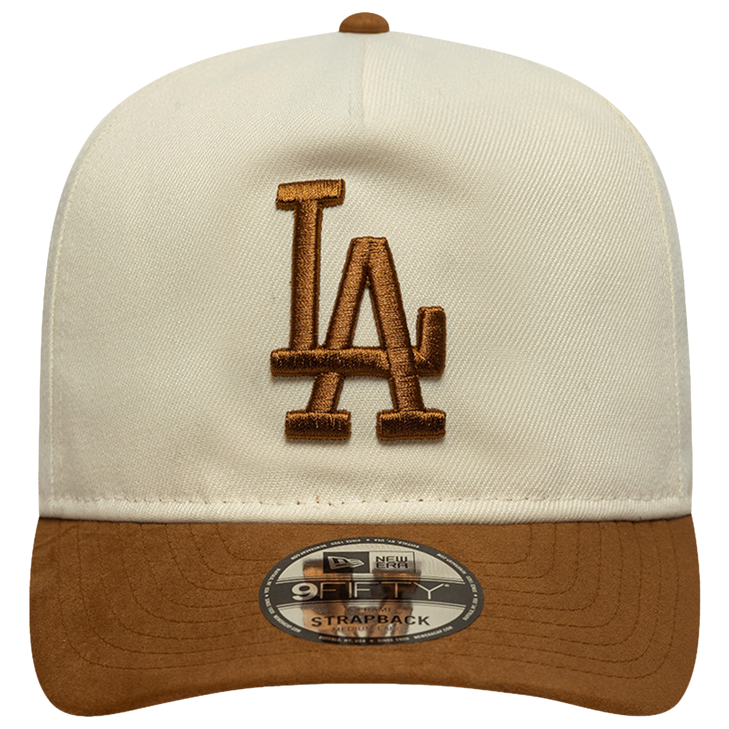 New Era Dodgers 9FIFTY A Frame Suede Visor Cap - Men's - White/Tan