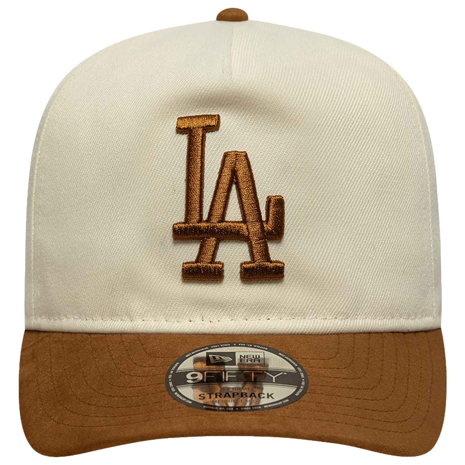New Era Dodgers 9FIFTY A Frame Suede Visor Cap - Men's - White/Tan