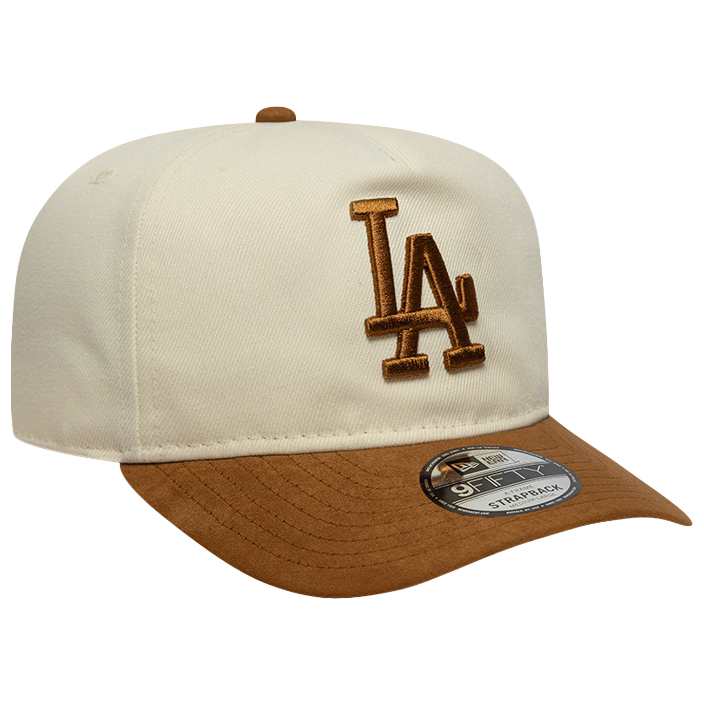 New Era Dodgers 9FIFTY A Frame Suede Visor Cap - Men's - White/Tan