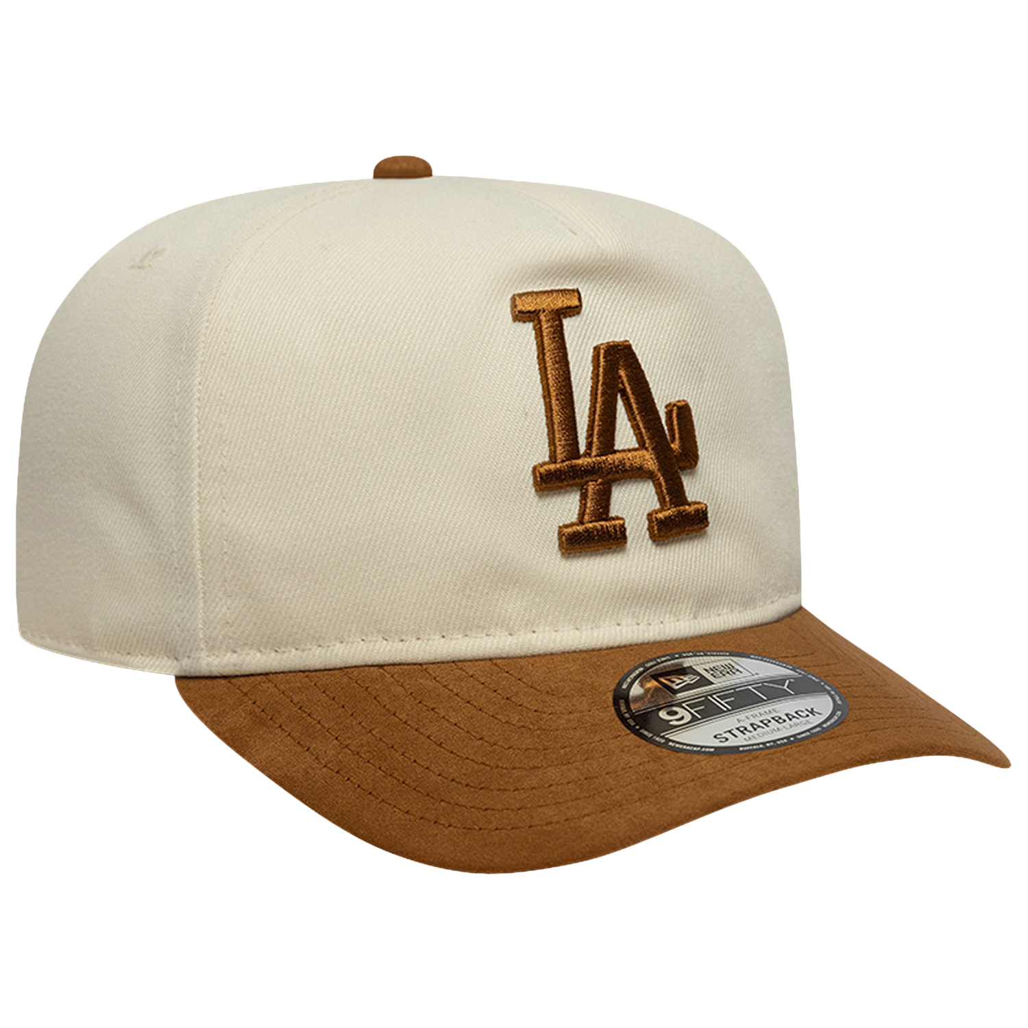 New Era Dodgers 9FIFTY A Frame Suede Visor Cap - Men's - White/Tan