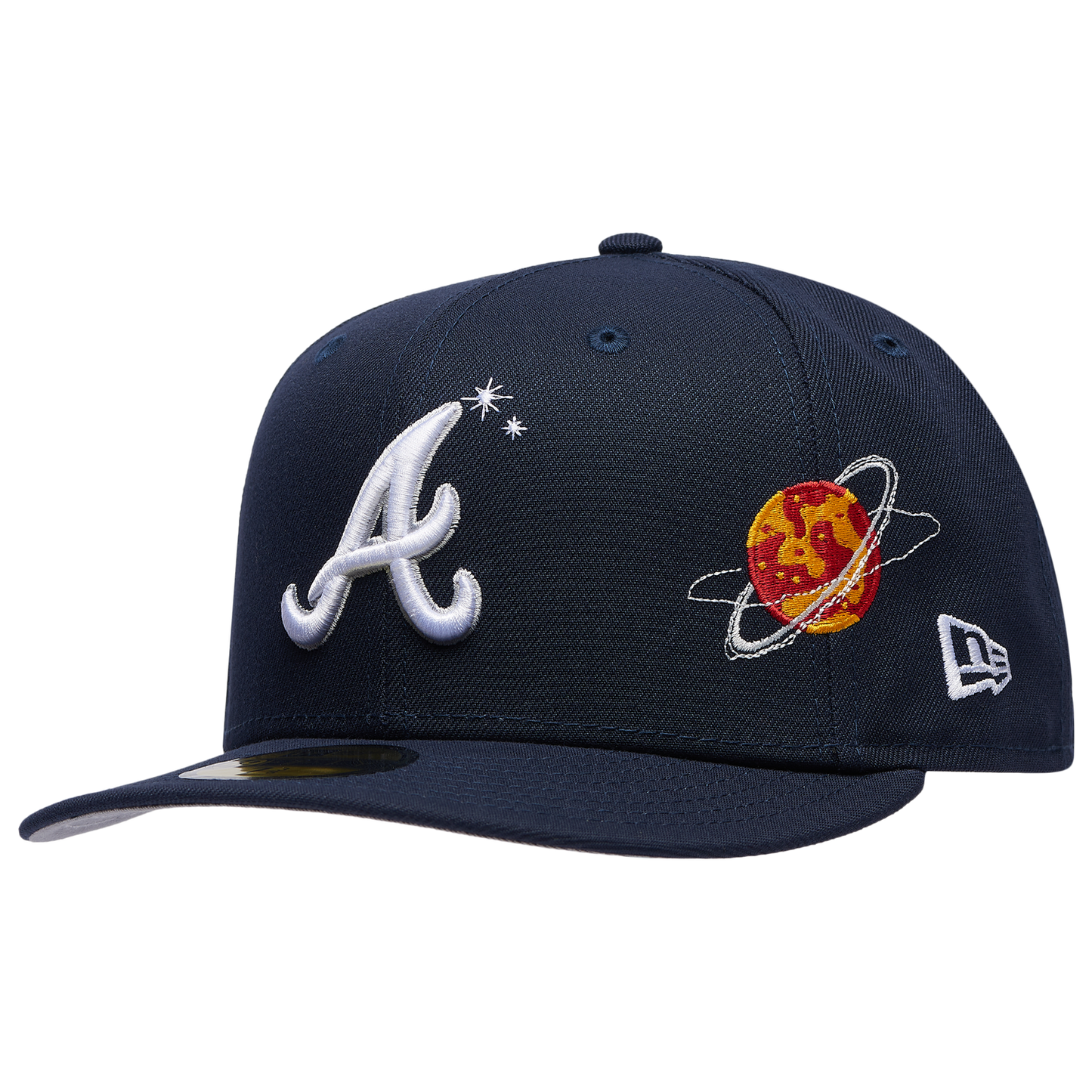 New Era Braves Planet Icon PC Cap - Men's - Navy/Orange