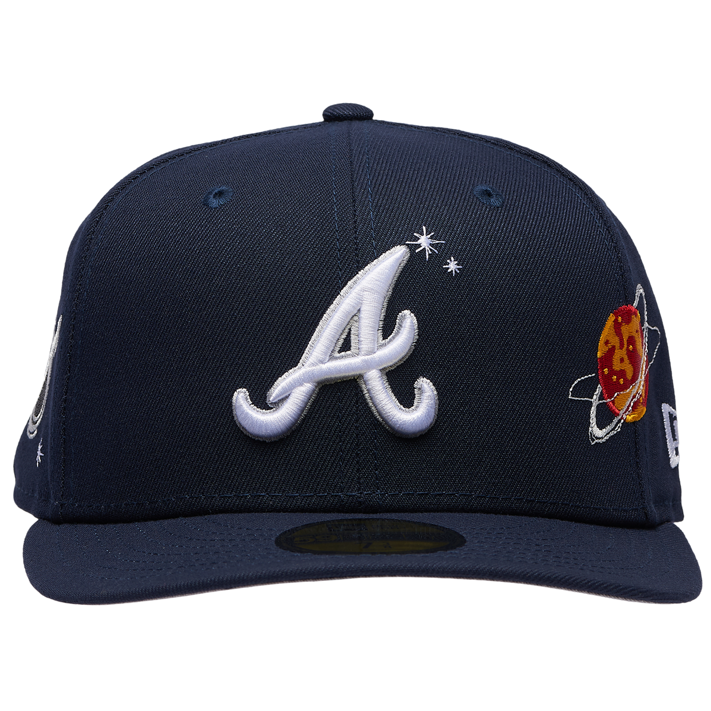 New Era Braves Planet Icon PC Cap - Men's - Navy/Orange