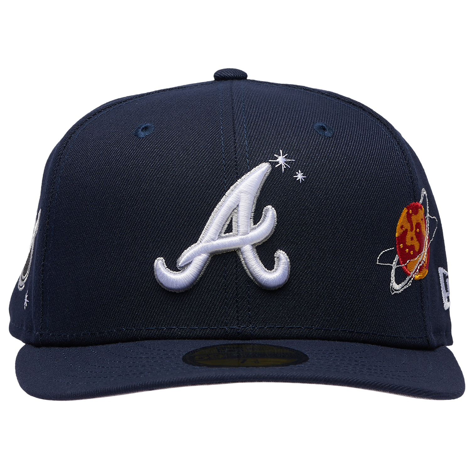 New Era Braves Planet Icon PC Cap - Men's - Navy/Orange