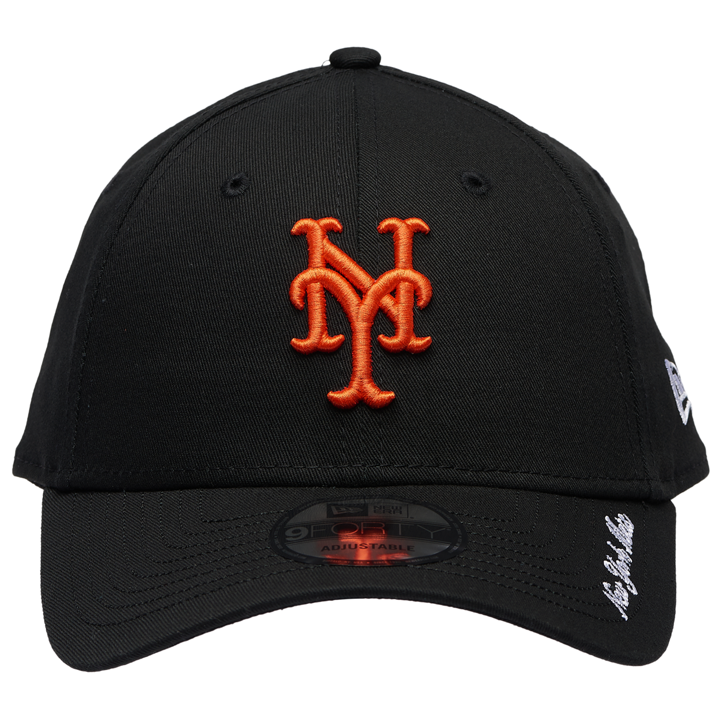 New Era Mets Visor Script 9FORTY Cap - Men's - Black/Orange