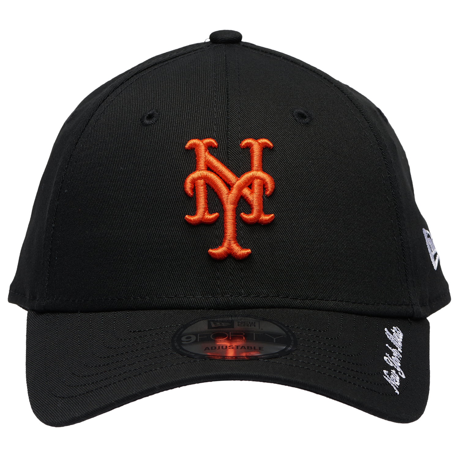 New Era Mets Visor Script 9FORTY Cap - Men's - Black/Orange