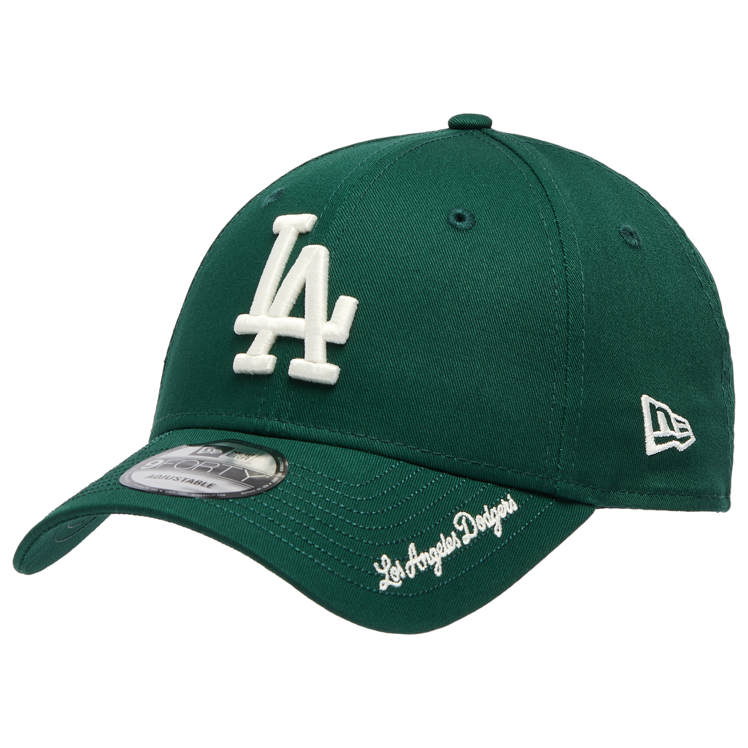 New Era Dodgers Visor Script 9FORTY Cap - Men's - Green/White
