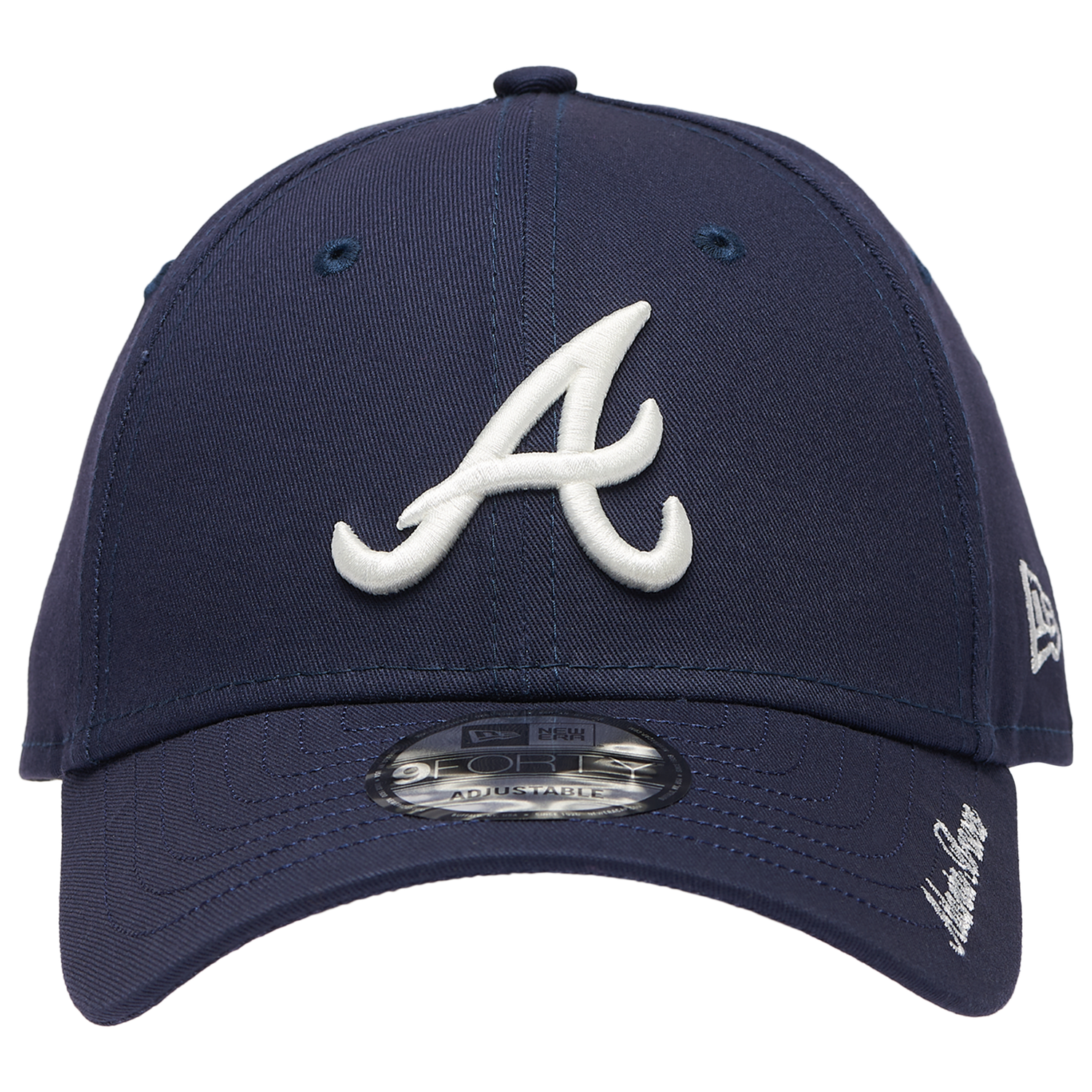 New Era Braves Visor Script 9FORTY Cap - Men's - Navy/White