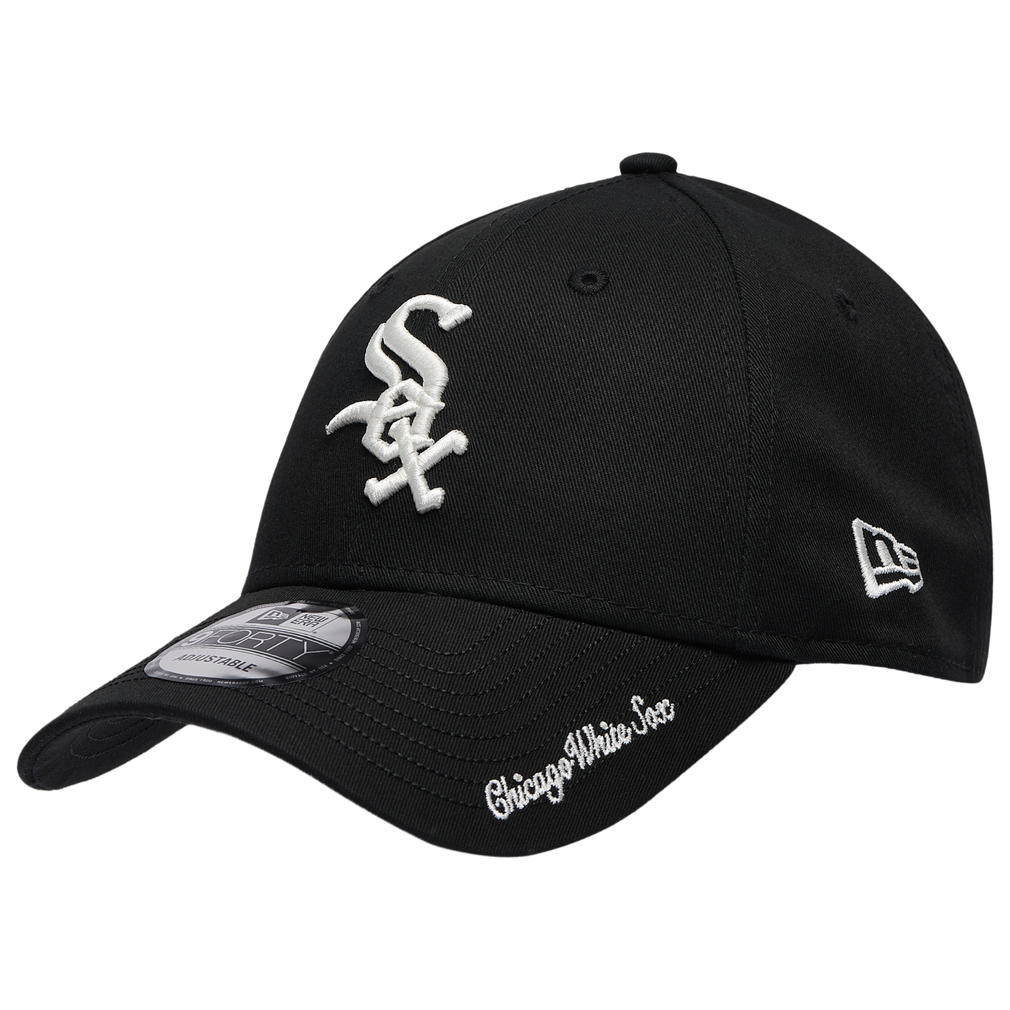 New Era White Sox Visor Script 9FORTY Cap - Men's - Black/White