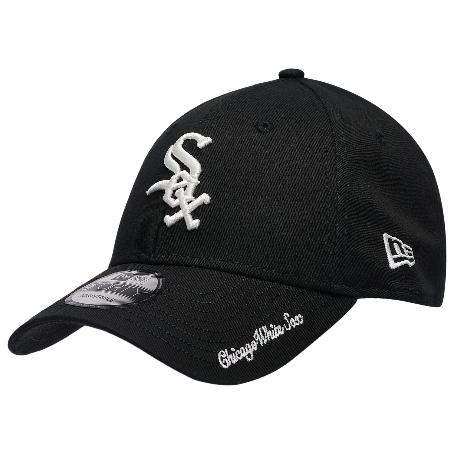 New Era White Sox Visor Script 9FORTY Cap - Men's - Black/White