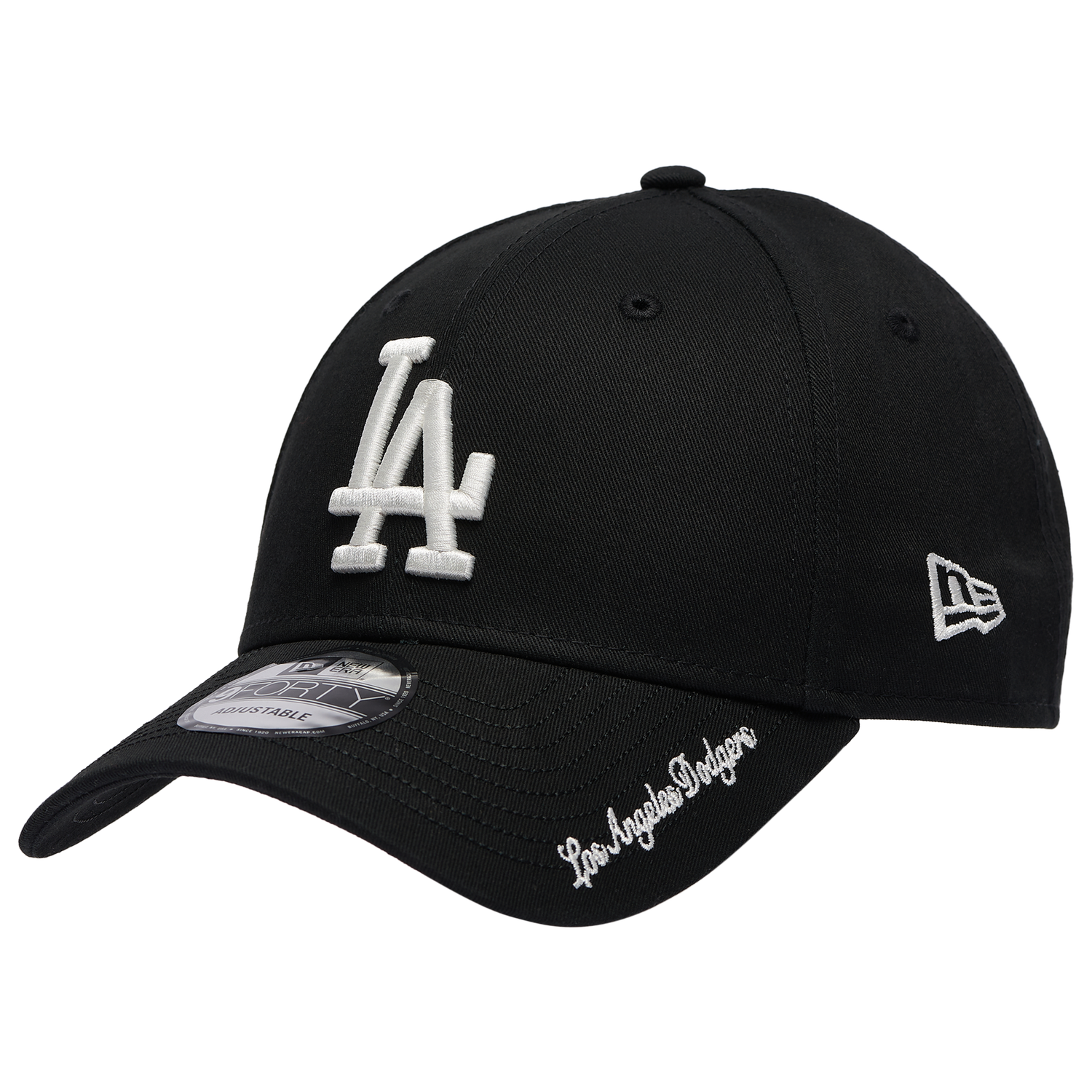New Era Dodgers Visor Script 9FORTY Cap - Men's - Black/White