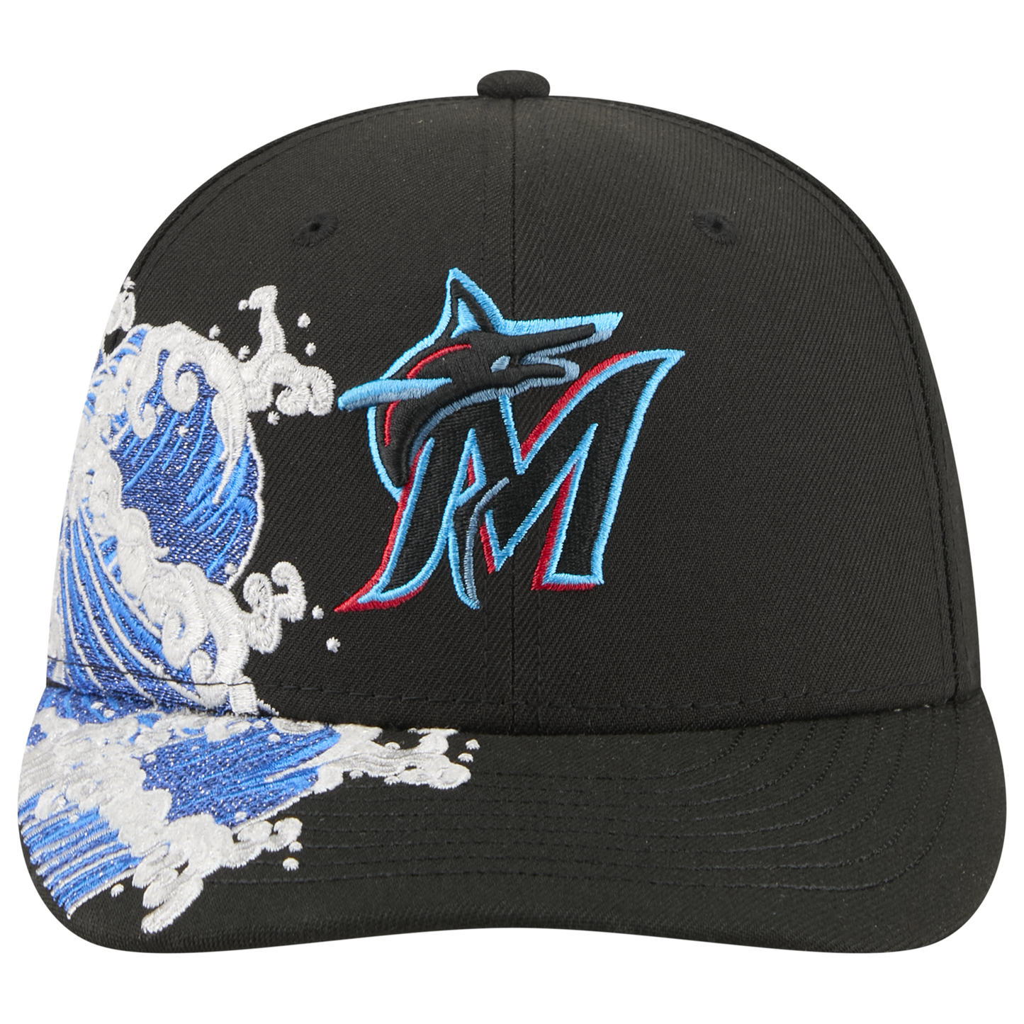 New Era Marlins VISSURF 5950 Cap - Men's - Black/Blue