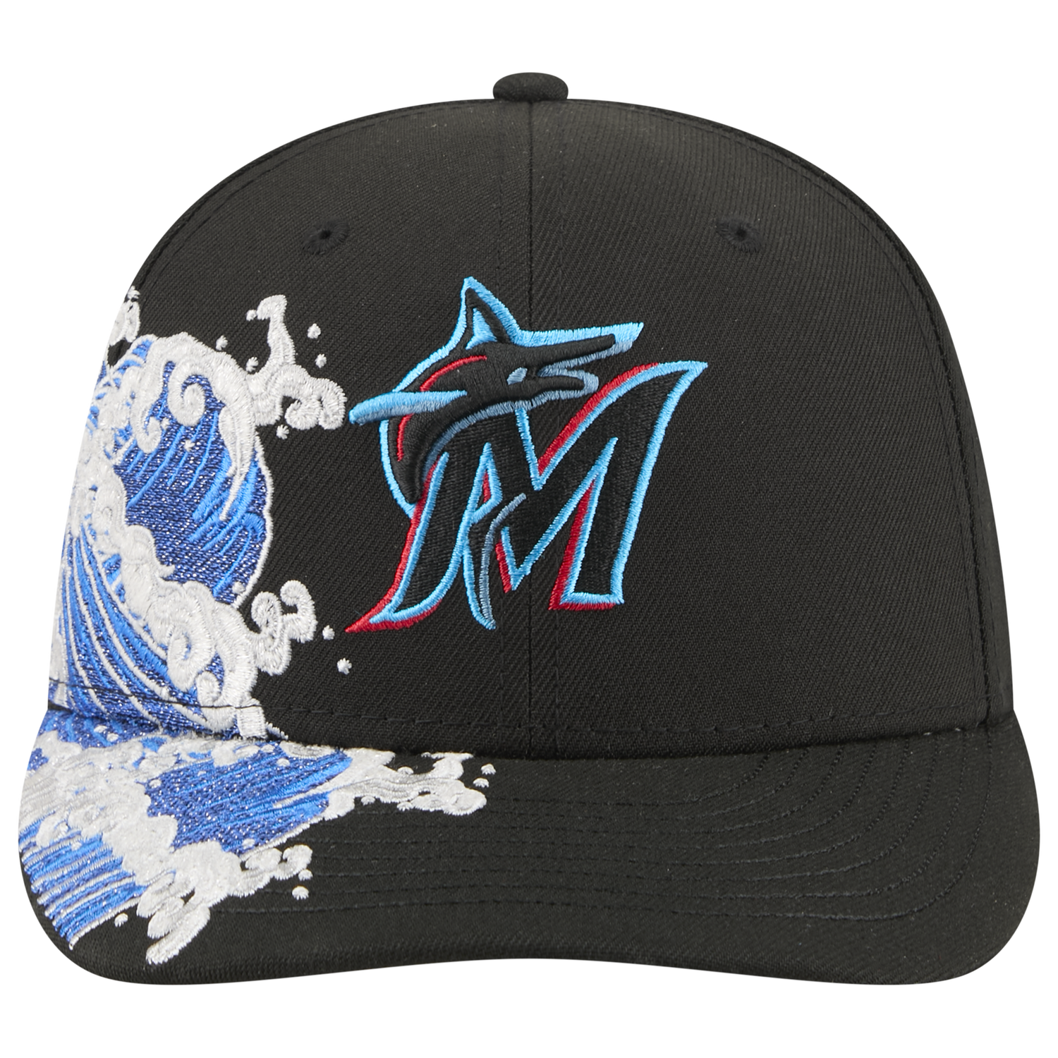 New Era Marlins VISSURF 5950 Cap - Men's - Black/Blue
