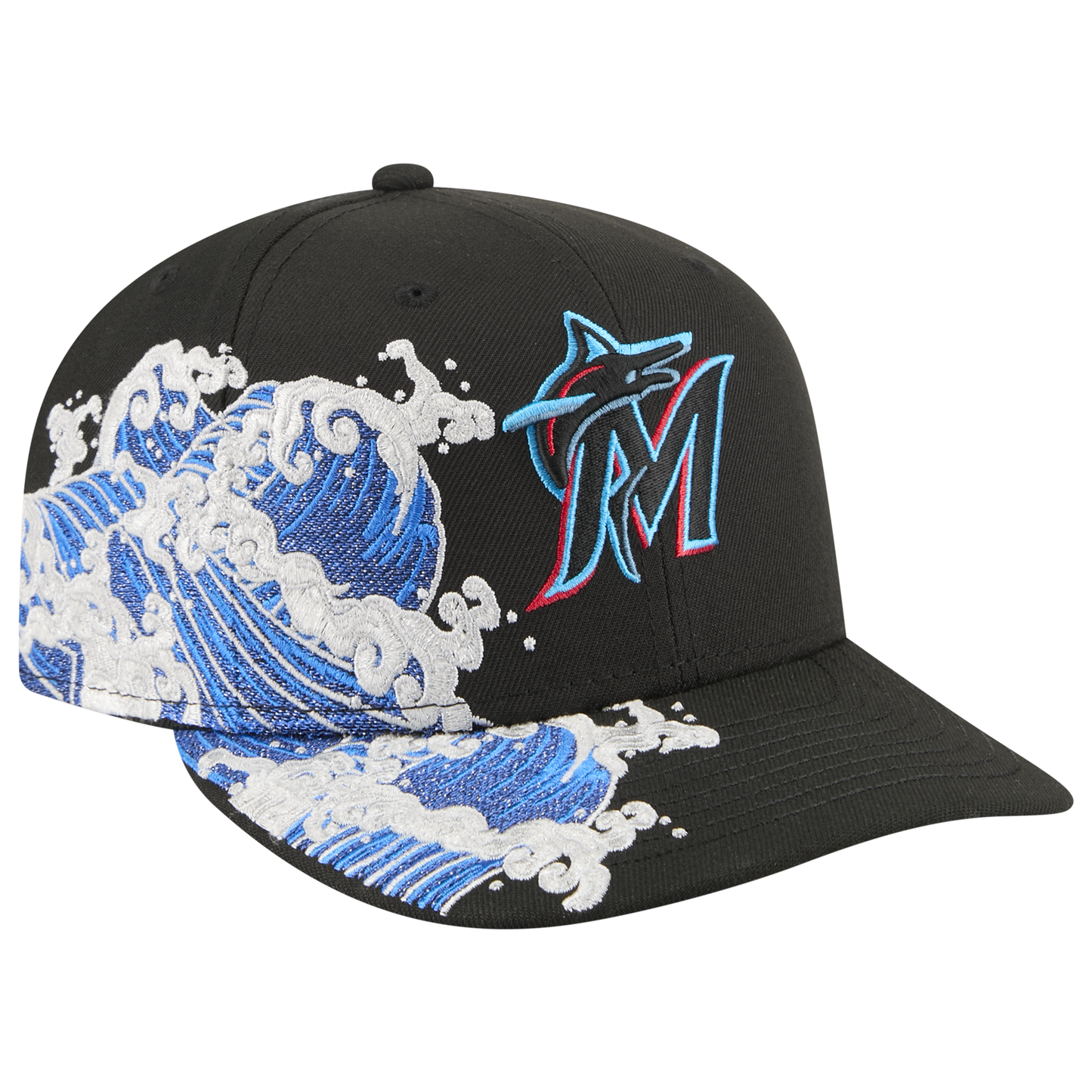 New Era Marlins VISSURF 5950 Cap - Men's - Black/Blue