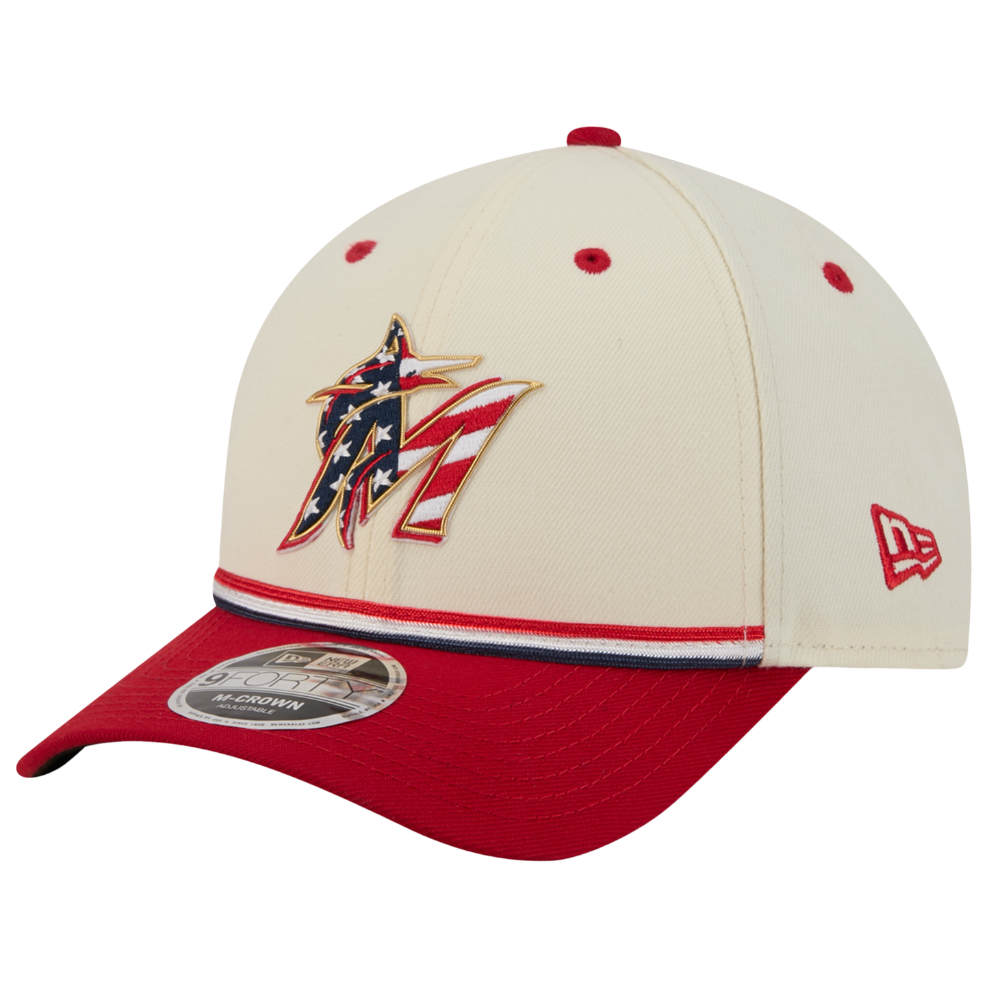 New Era Marlins MLB26 July 4 940MC Cap - Men's - Tan/Red/Blue