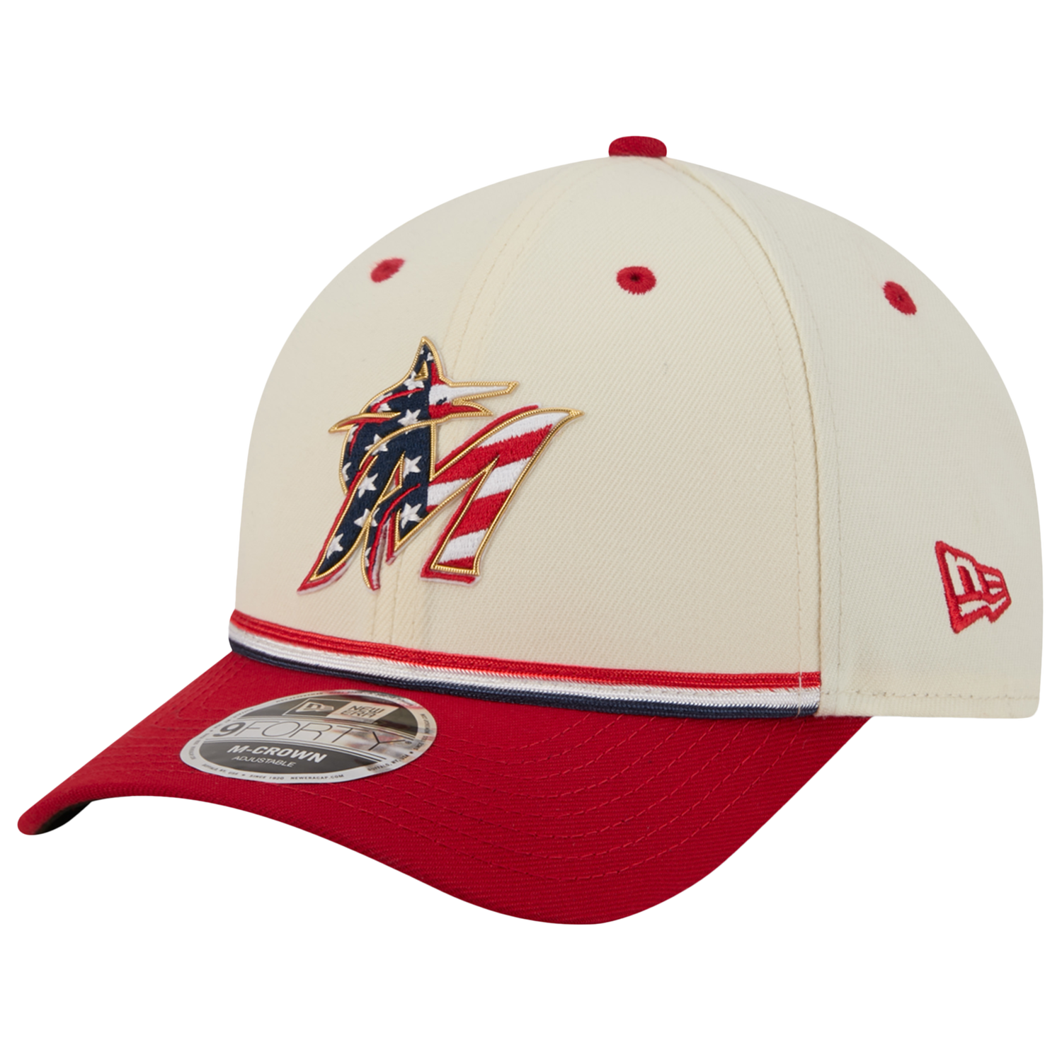 New Era Marlins MLB26 July 4 940MC Cap - Men's - Tan/Red/Blue