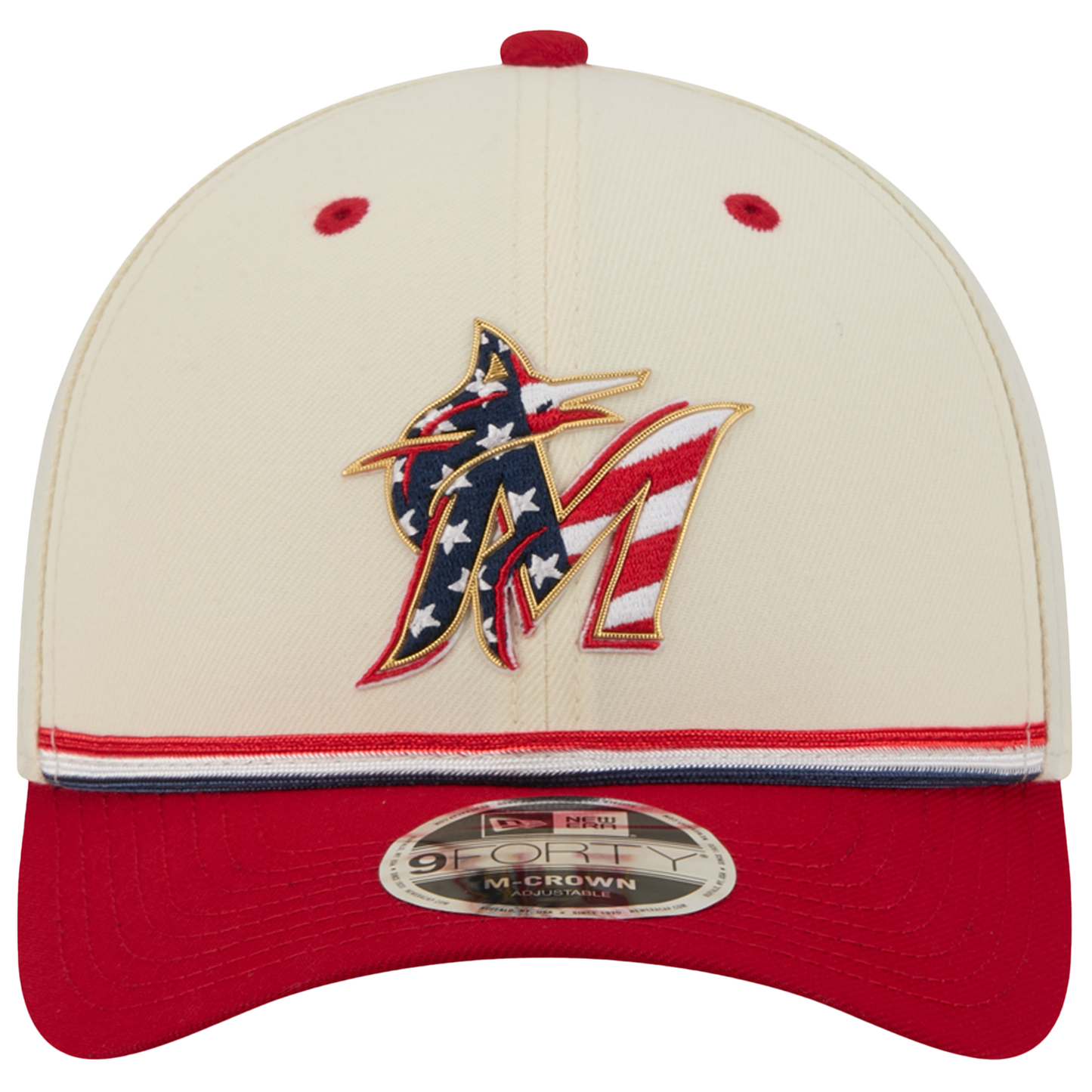 New Era Marlins MLB26 July 4 940MC Cap - Men's - Tan/Red/Blue