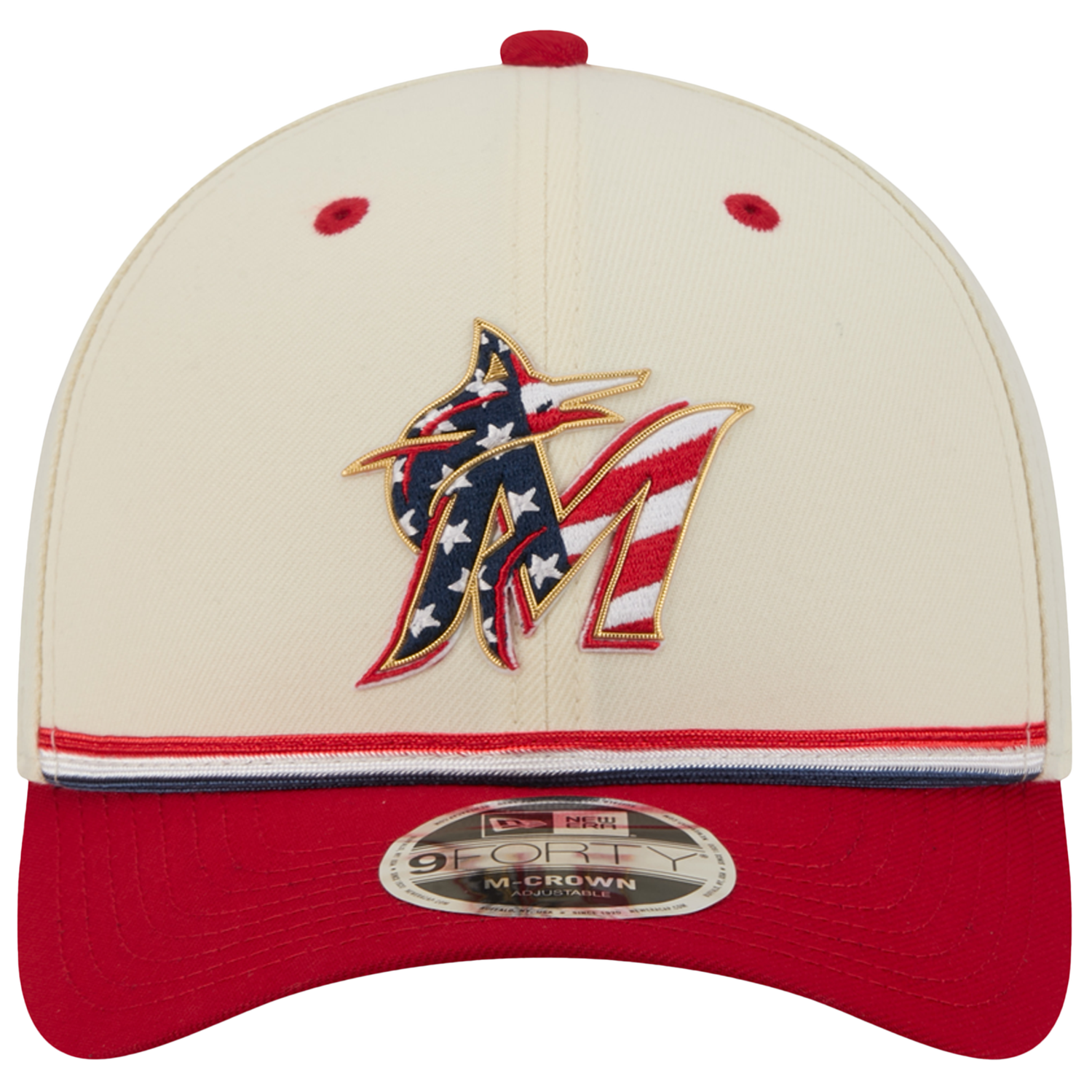 New Era Marlins MLB26 July 4 940MC Cap - Men's - Tan/Red/Blue