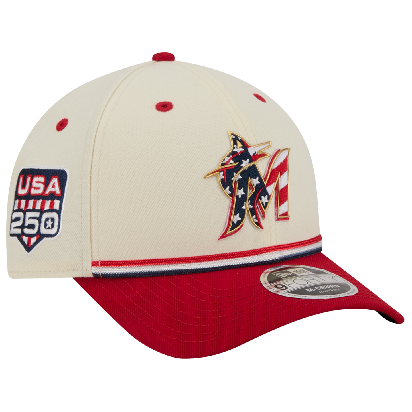 New Era Marlins MLB26 July 4 940MC Cap - Men's - Tan/Red/Blue