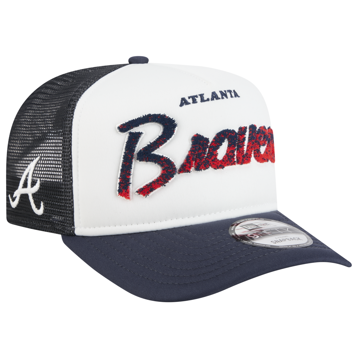 New Era Braves F1 9FIFTY A-Frame Cap - Men's - Chalk White/Navy