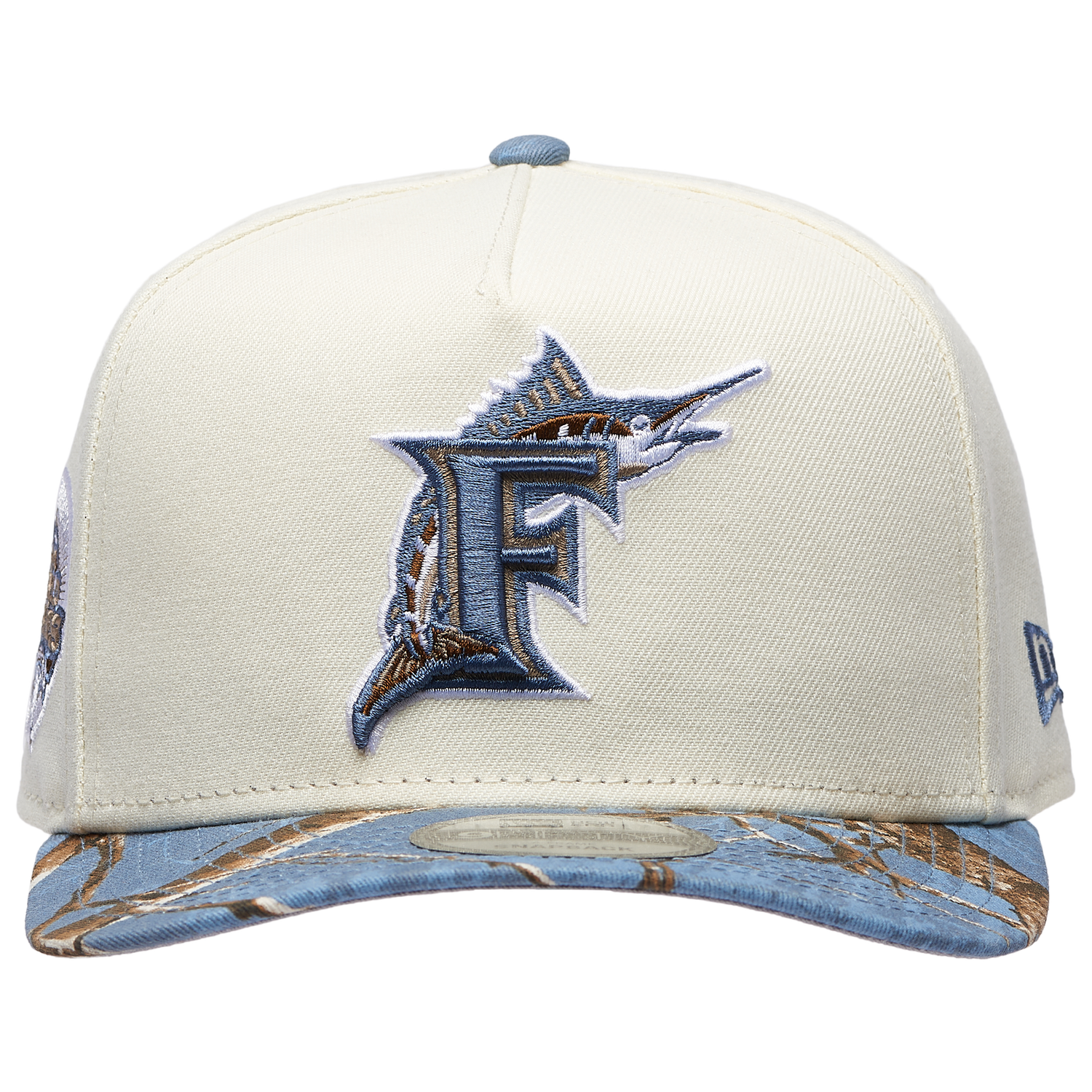 New Era Marlins 950AF RealTree Blue Cap - Men's - Chrome/Realtree Camo