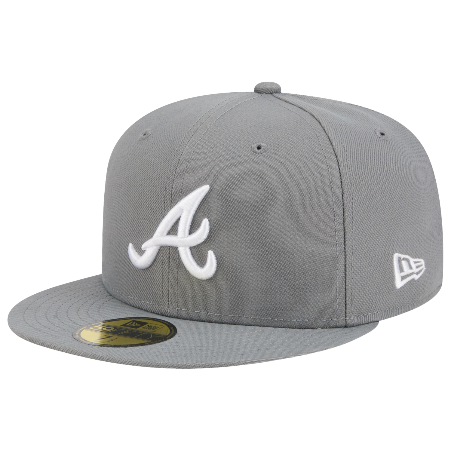 New Era Braves 59FIFTY Cap - Men's - White/Steel Grey
