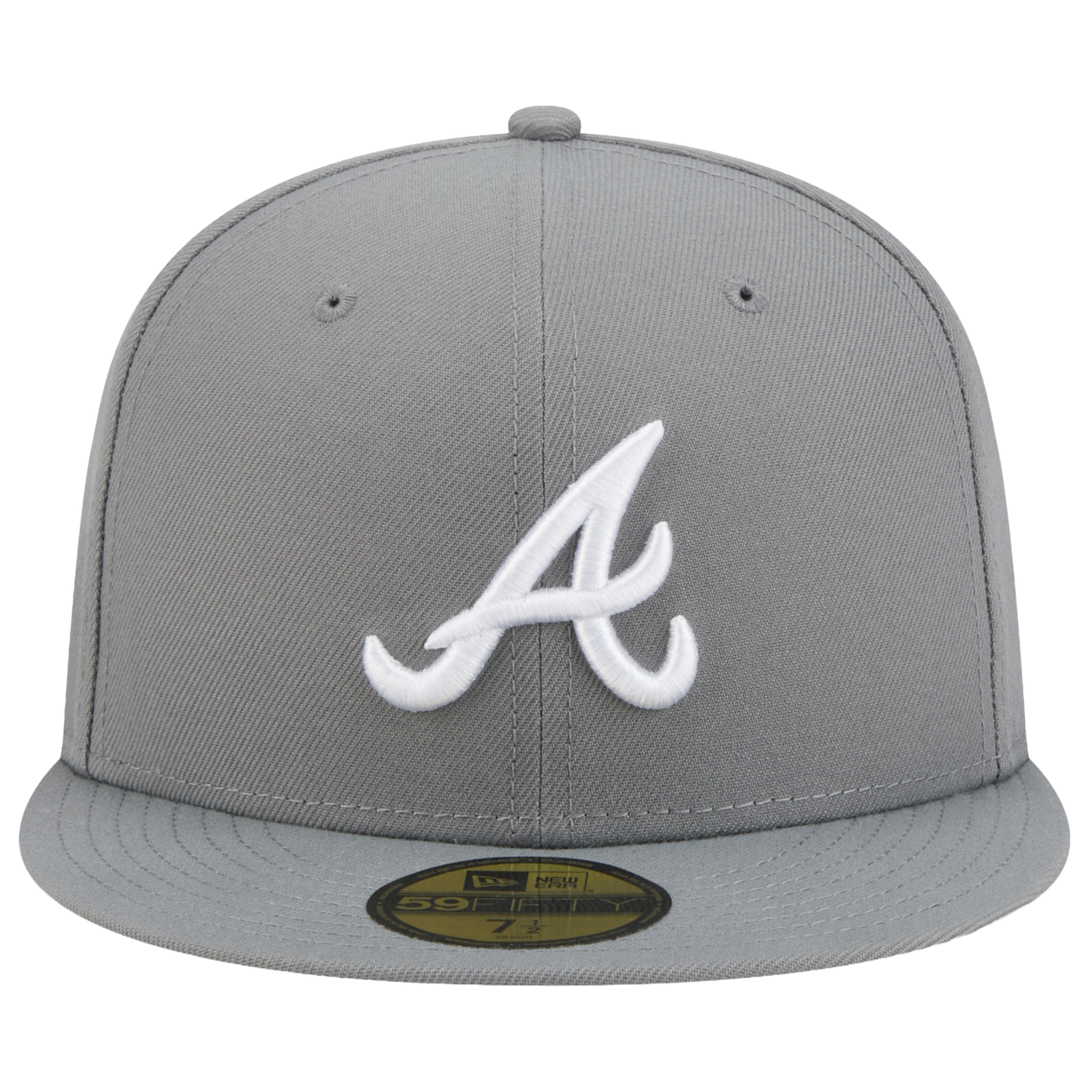 New Era Braves 59FIFTY Cap - Men's - White/Steel Grey