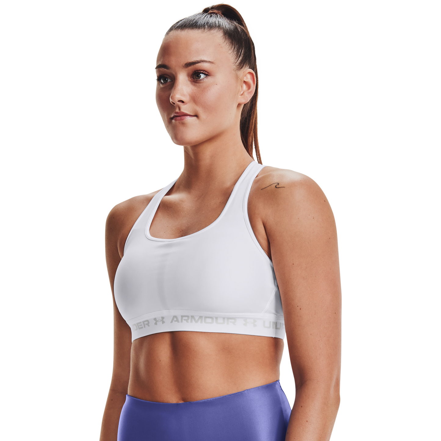 Under Armour Mid Crossback Bra - Women's - White/Halo Grey