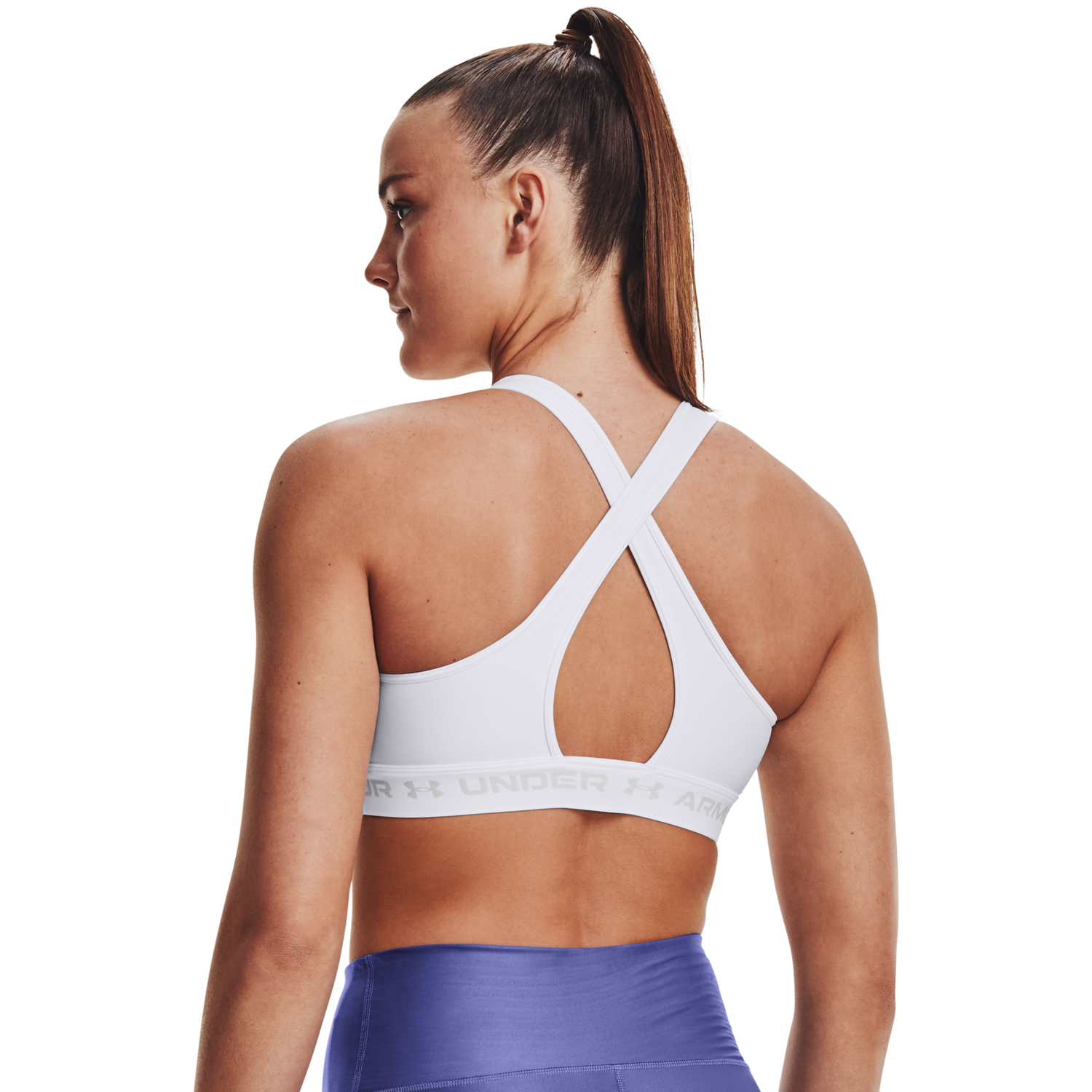 Under Armour Mid Crossback Bra - Women's - White/Halo Grey