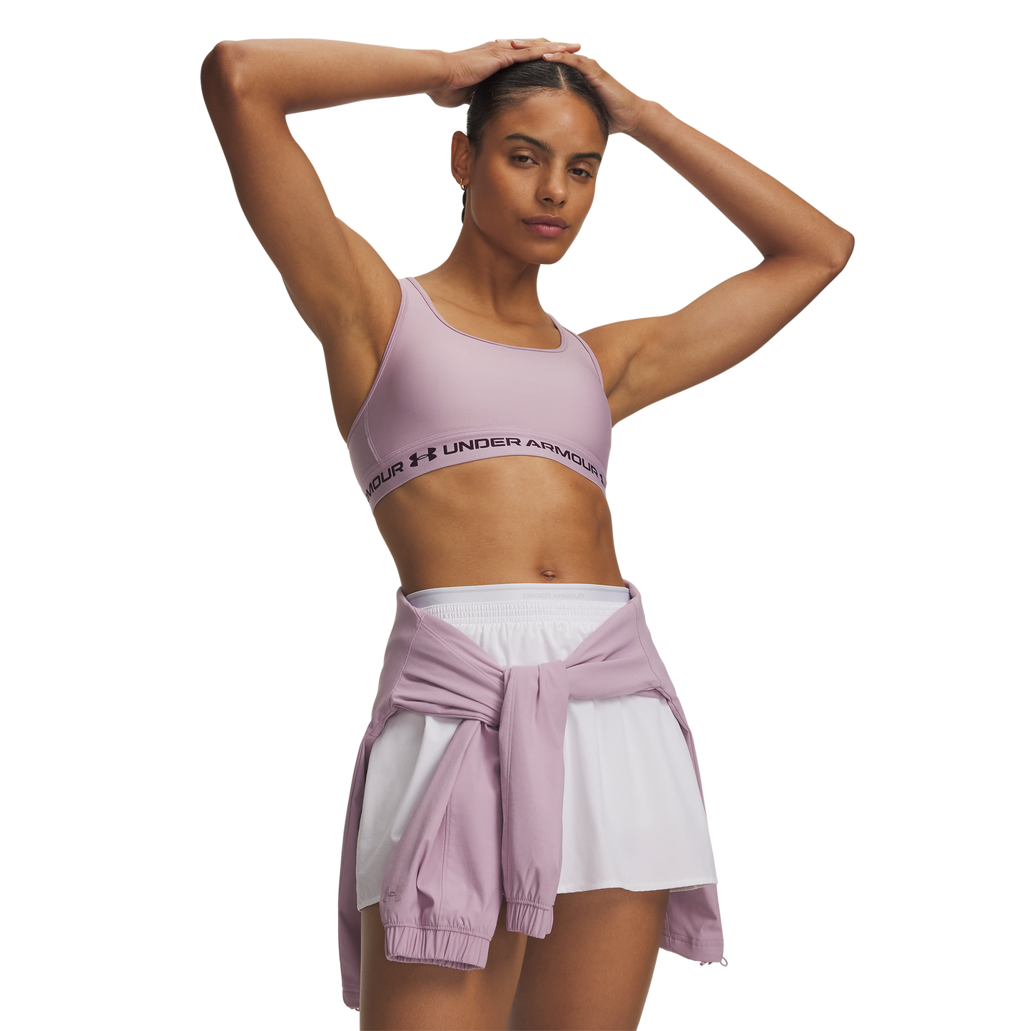 Under Armour Mid Crossback Bra - Women's - Pink/Purple