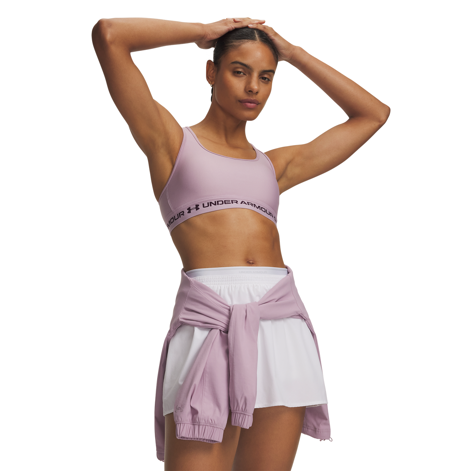 Under Armour Mid Crossback Bra - Women's - Pink/Purple